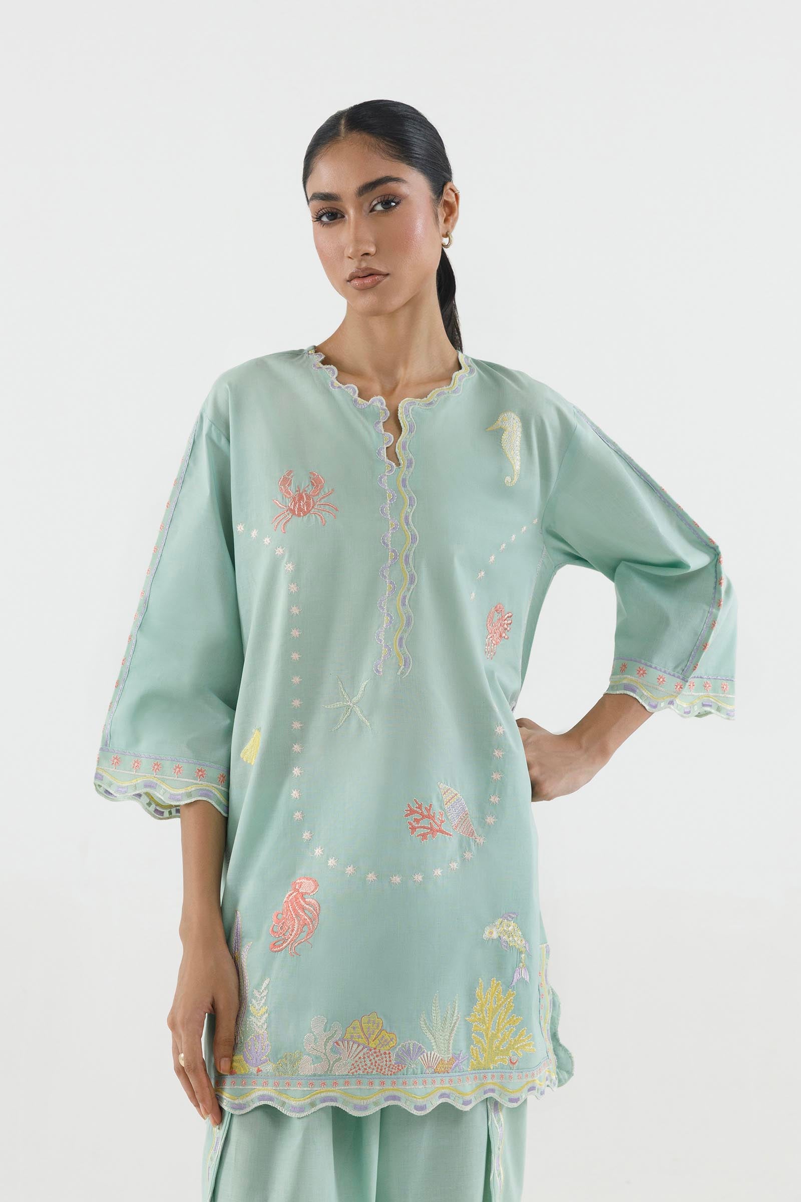 Stitched Embroidered Lawn Shirt+ Shalwar Secondary image