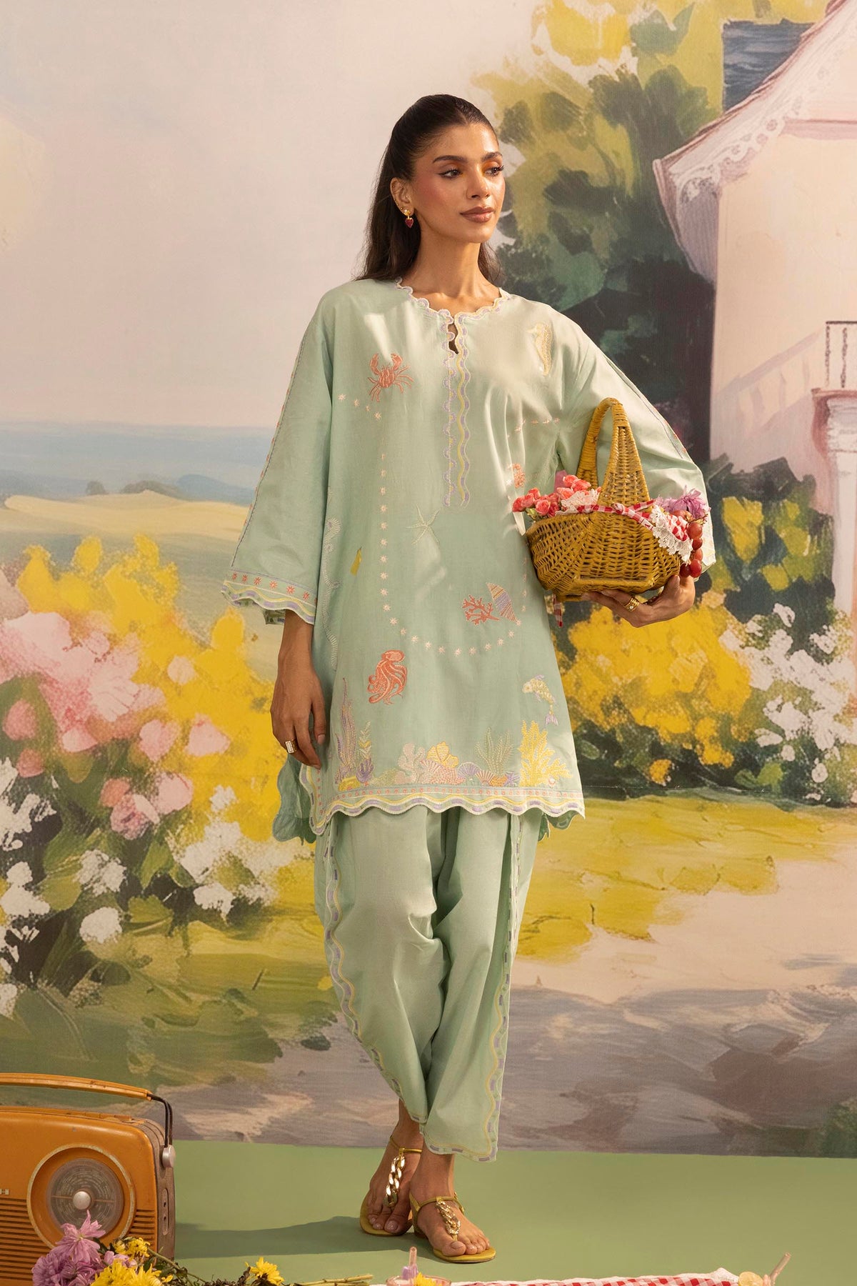 Stitched Embroidered Lawn Shirt+ Shalwar