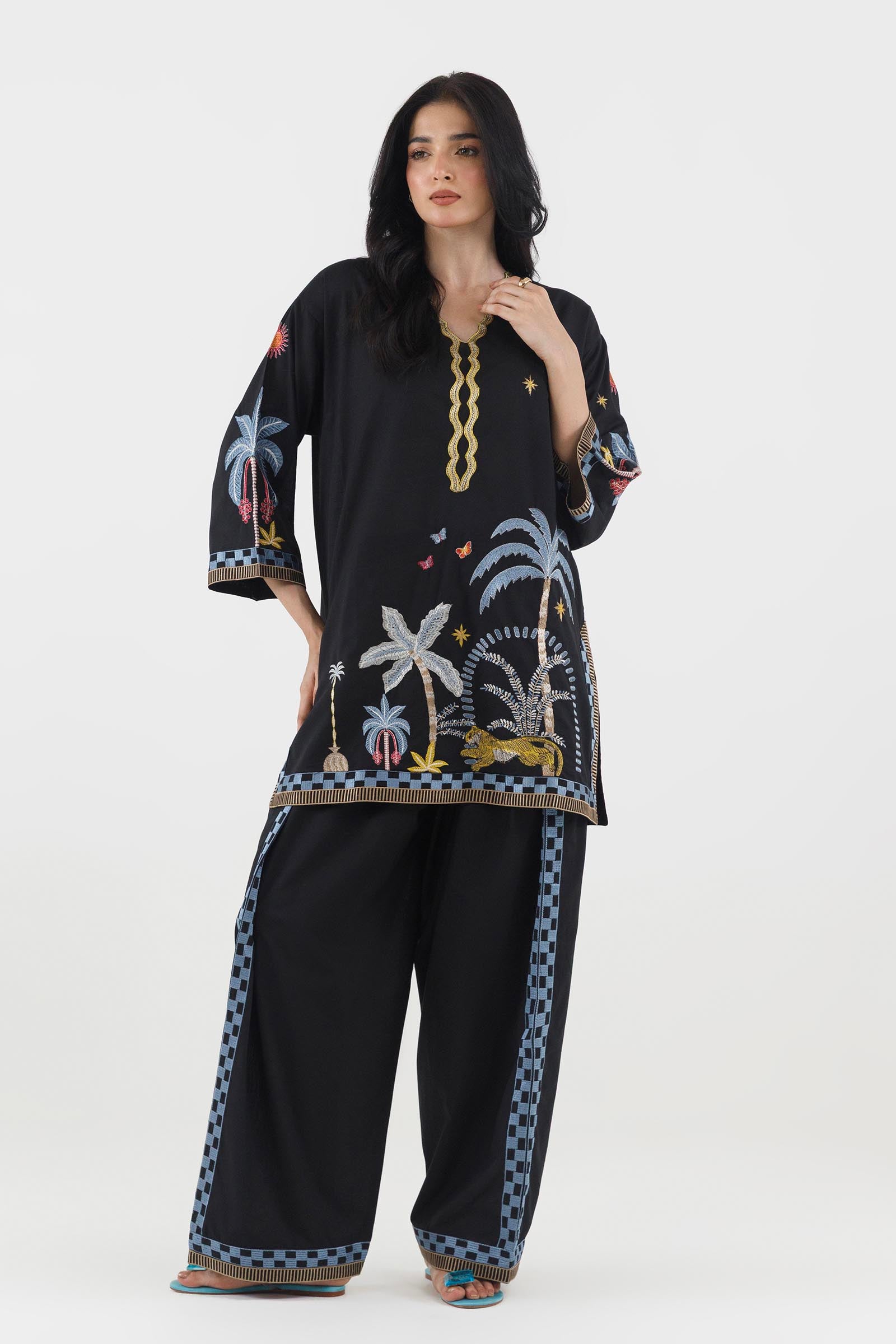 Stitched Embroidered Lawn Shirt+ Shalwar Main image