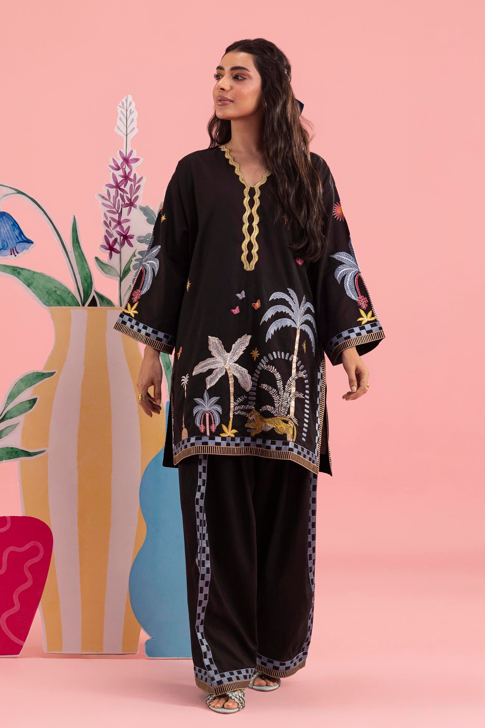 Stitched Embroidered Lawn Shirt+ Shalwar Main image