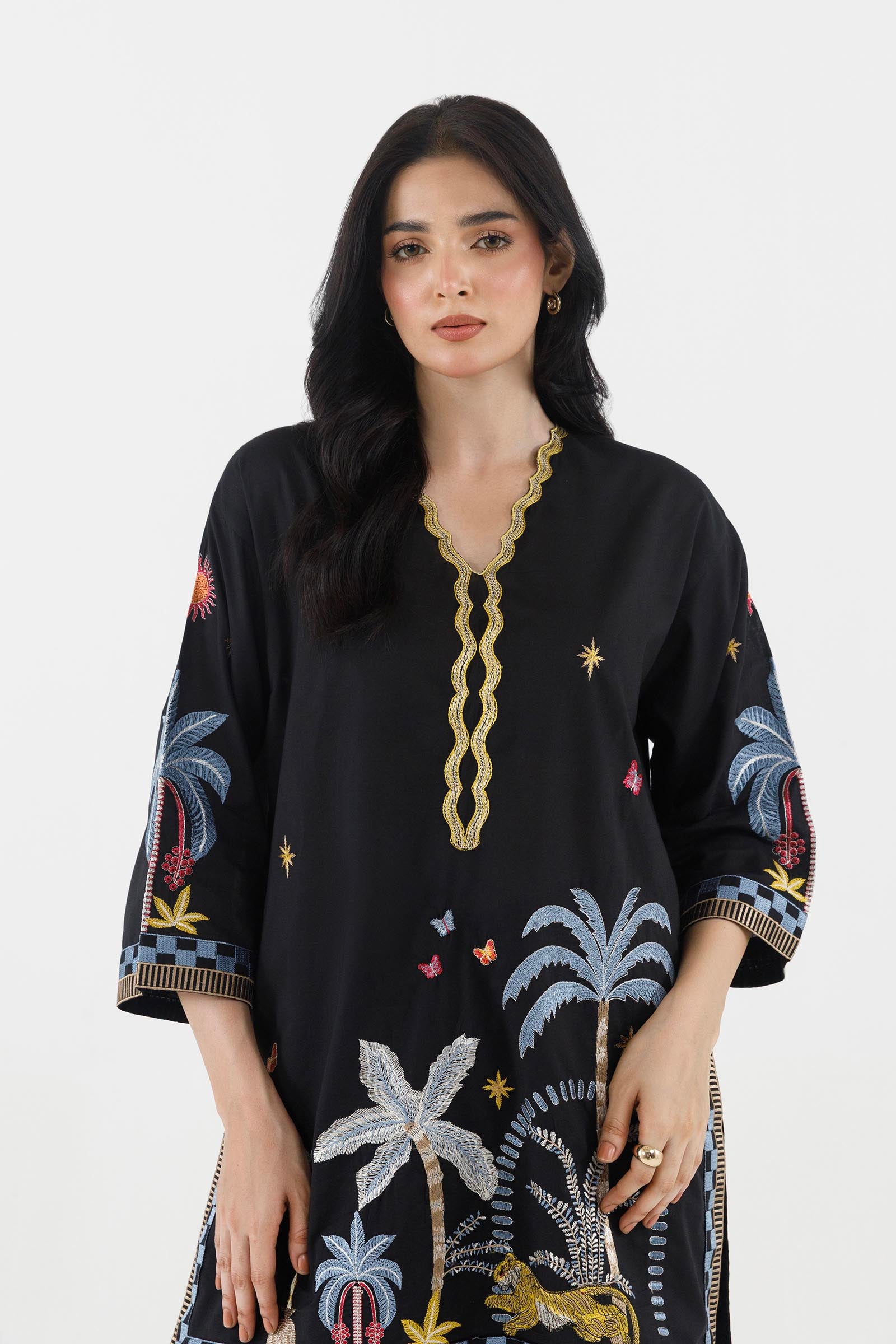 Stitched Embroidered Lawn Shirt+ Shalwar Secondary image