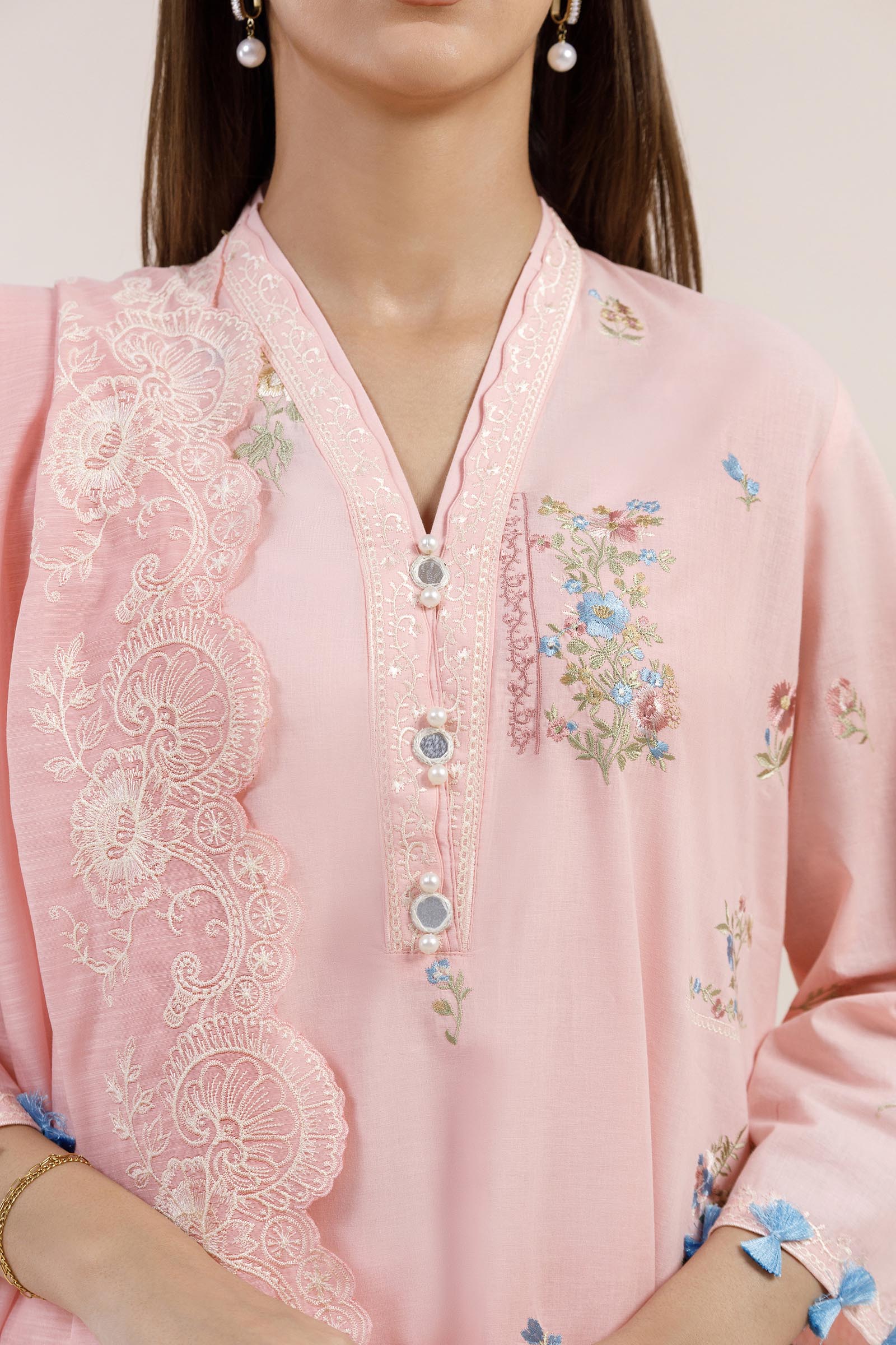 Stitched Embroidered Lawn Shirt + Culotte Secondary image
