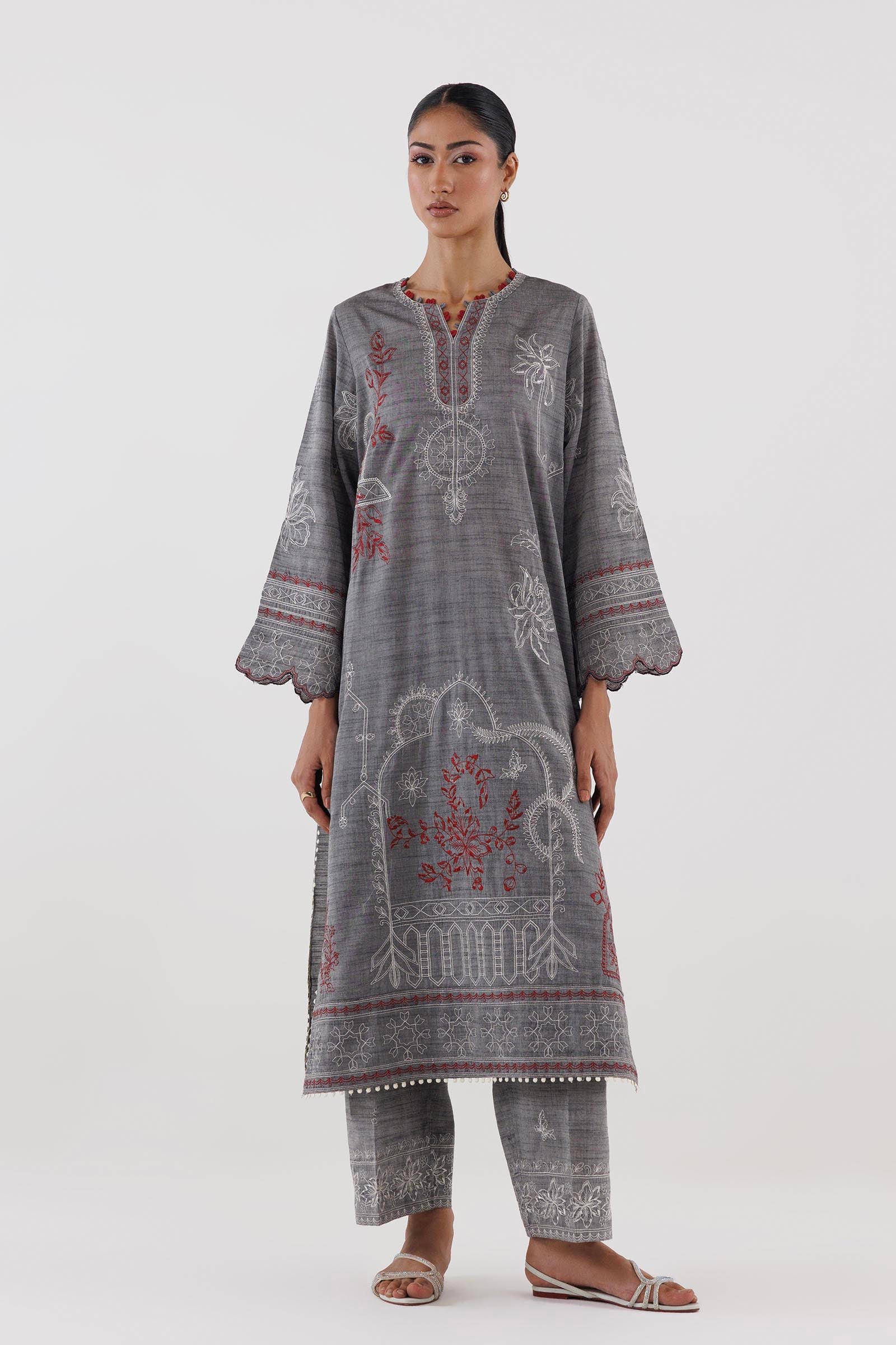Stitched Embroidered Chambray Shirt+ Culotte