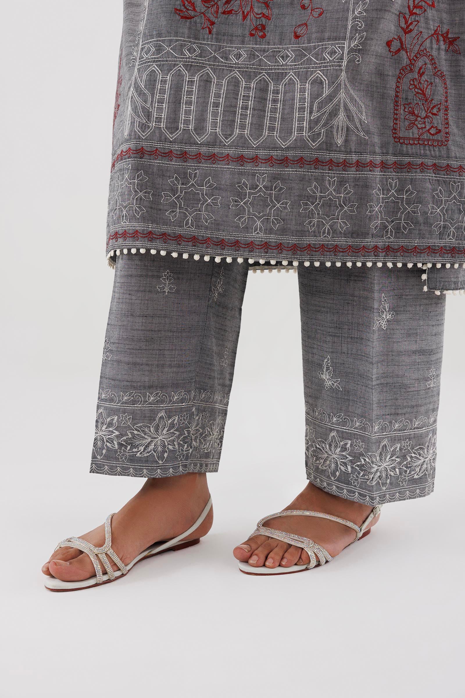 Stitched Embroidered Chambray Shirt+ Culotte