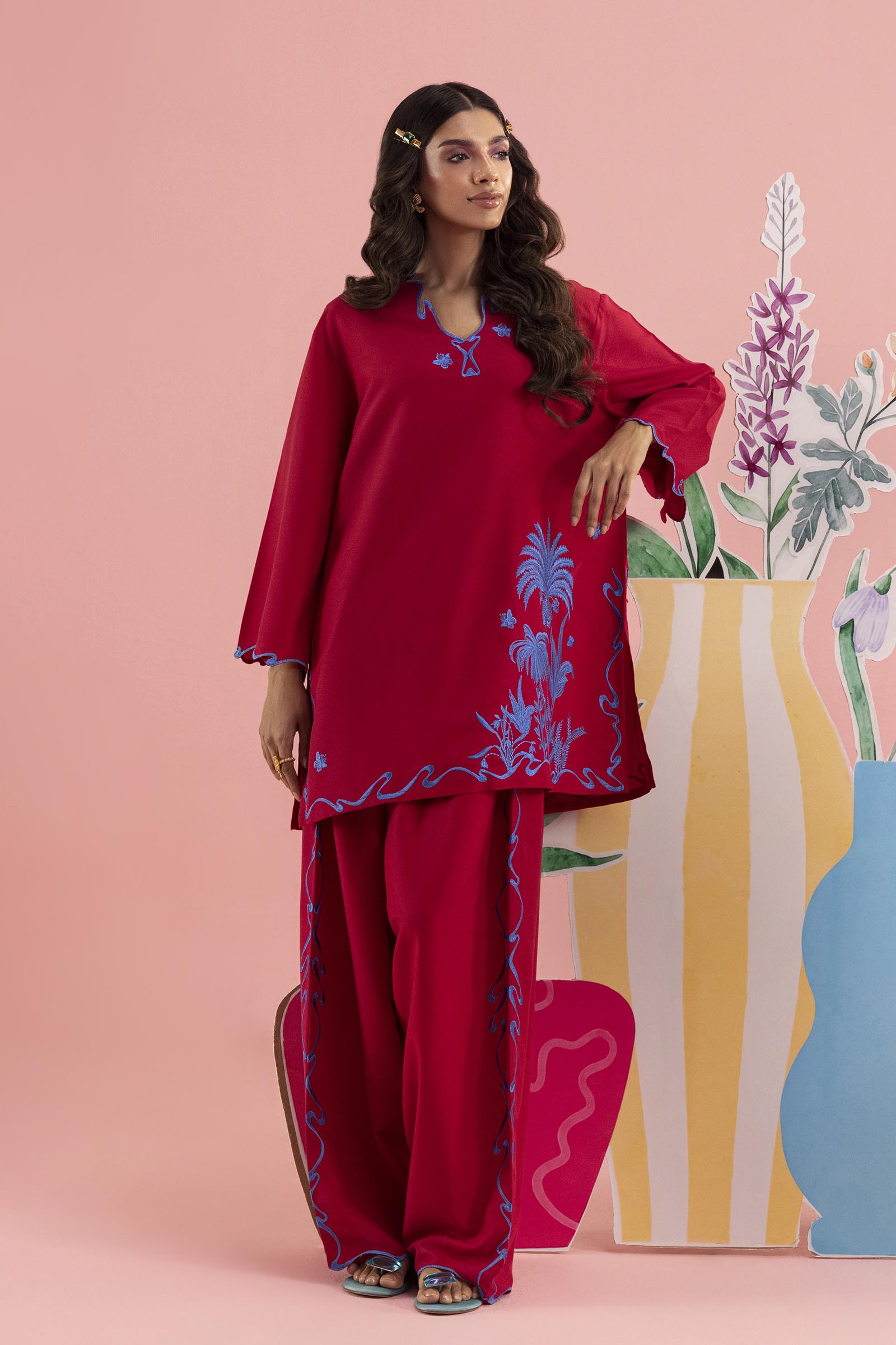 Stitched Embroidered Cambric Shirt+ Shalwar Main image