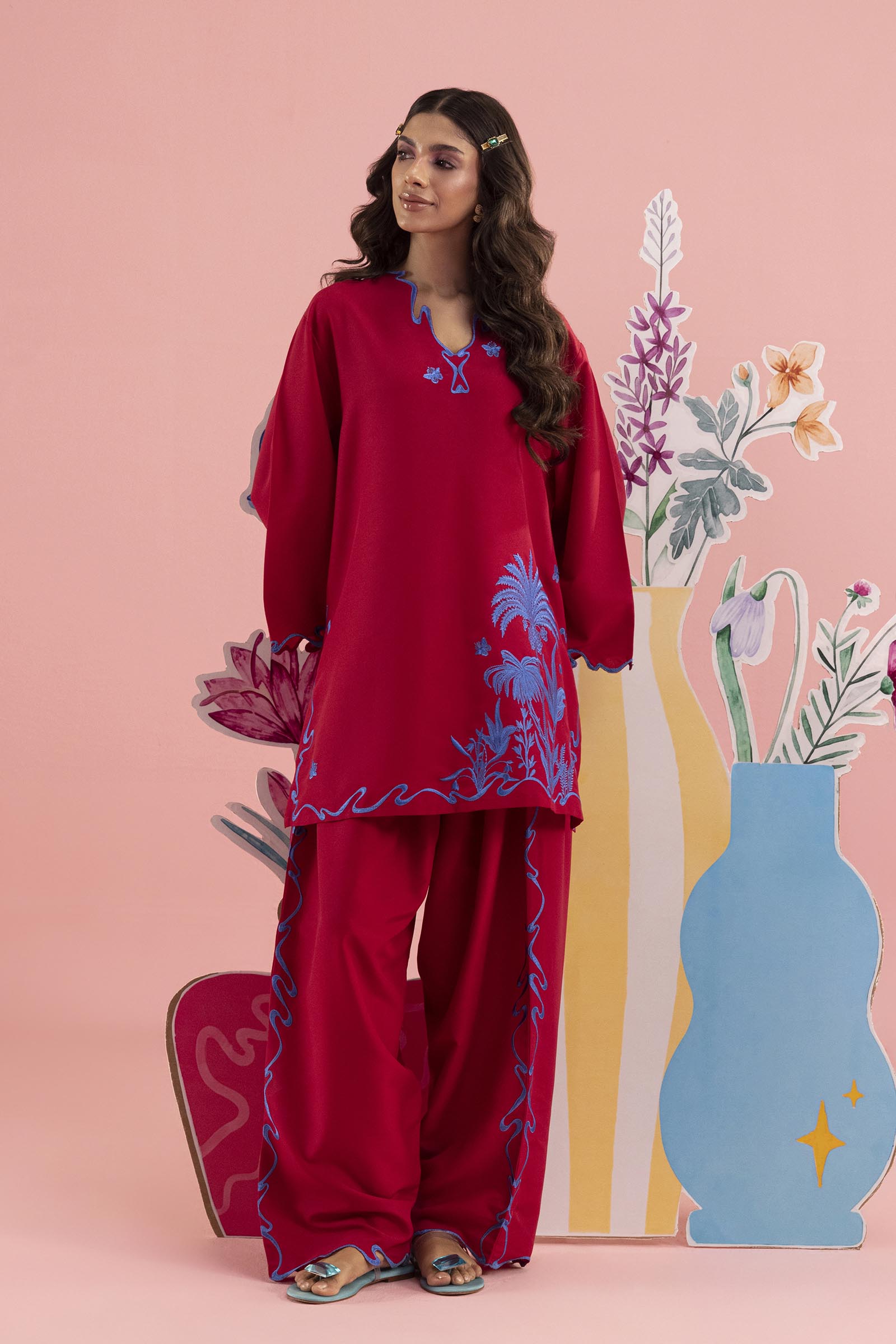 Stitched Embroidered Cambric Shirt+ Shalwar Secondary image