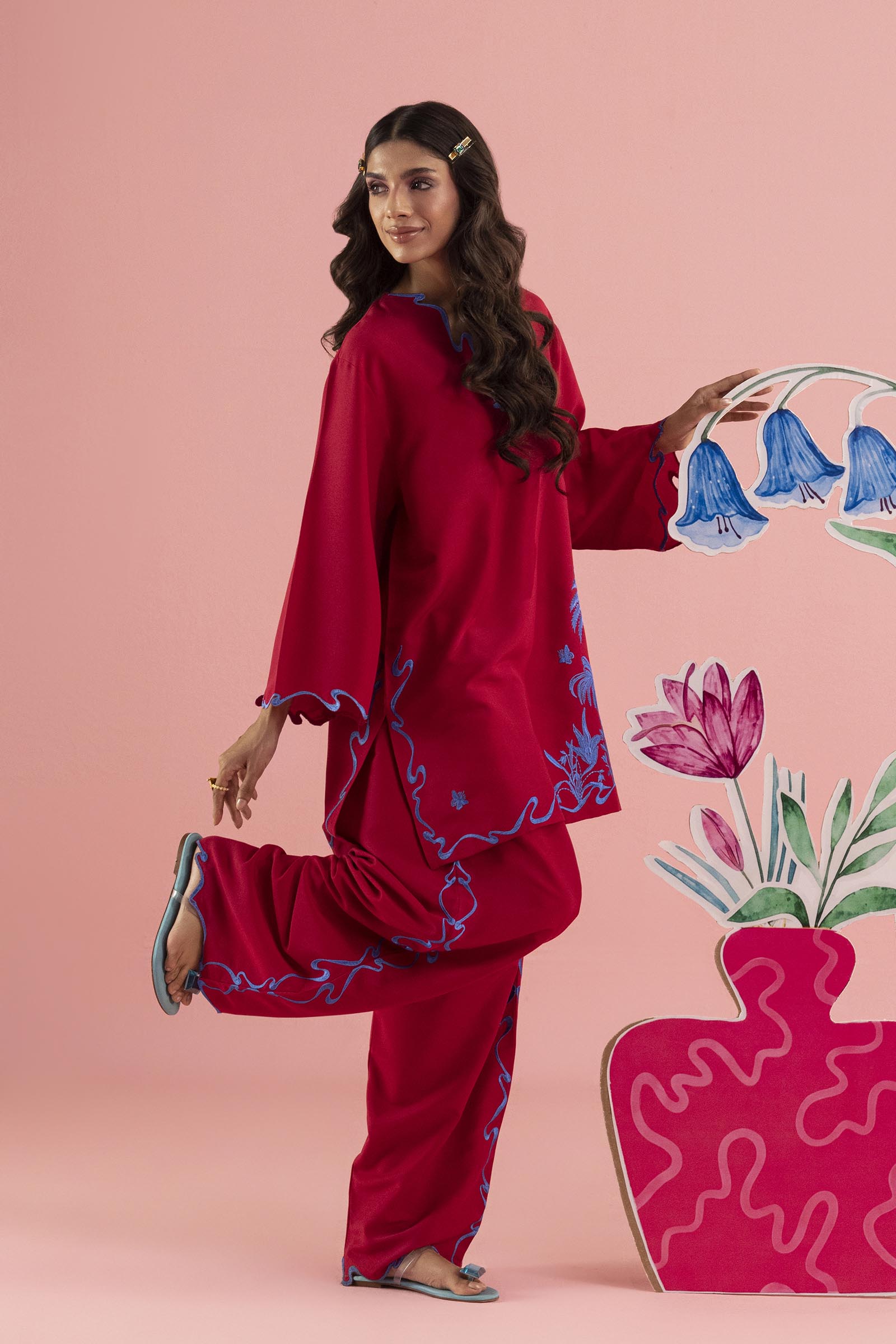 Stitched Embroidered Cambric Shirt+ Shalwar