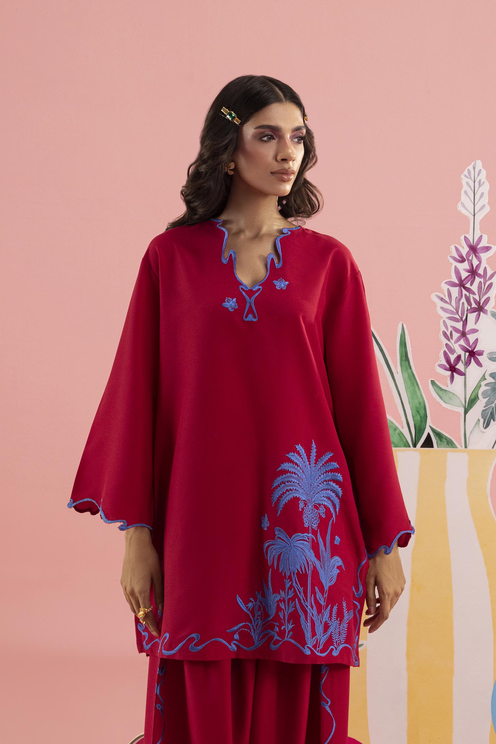 Stitched Embroidered Cambric Shirt+ Shalwar