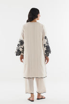 Stitched Embroidered Leno Kara Shirt+ Culotte