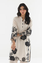 Stitched Embroidered Leno Kara Shirt+ Culotte