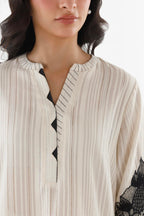 Stitched Embroidered Leno Kara Shirt+ Culotte