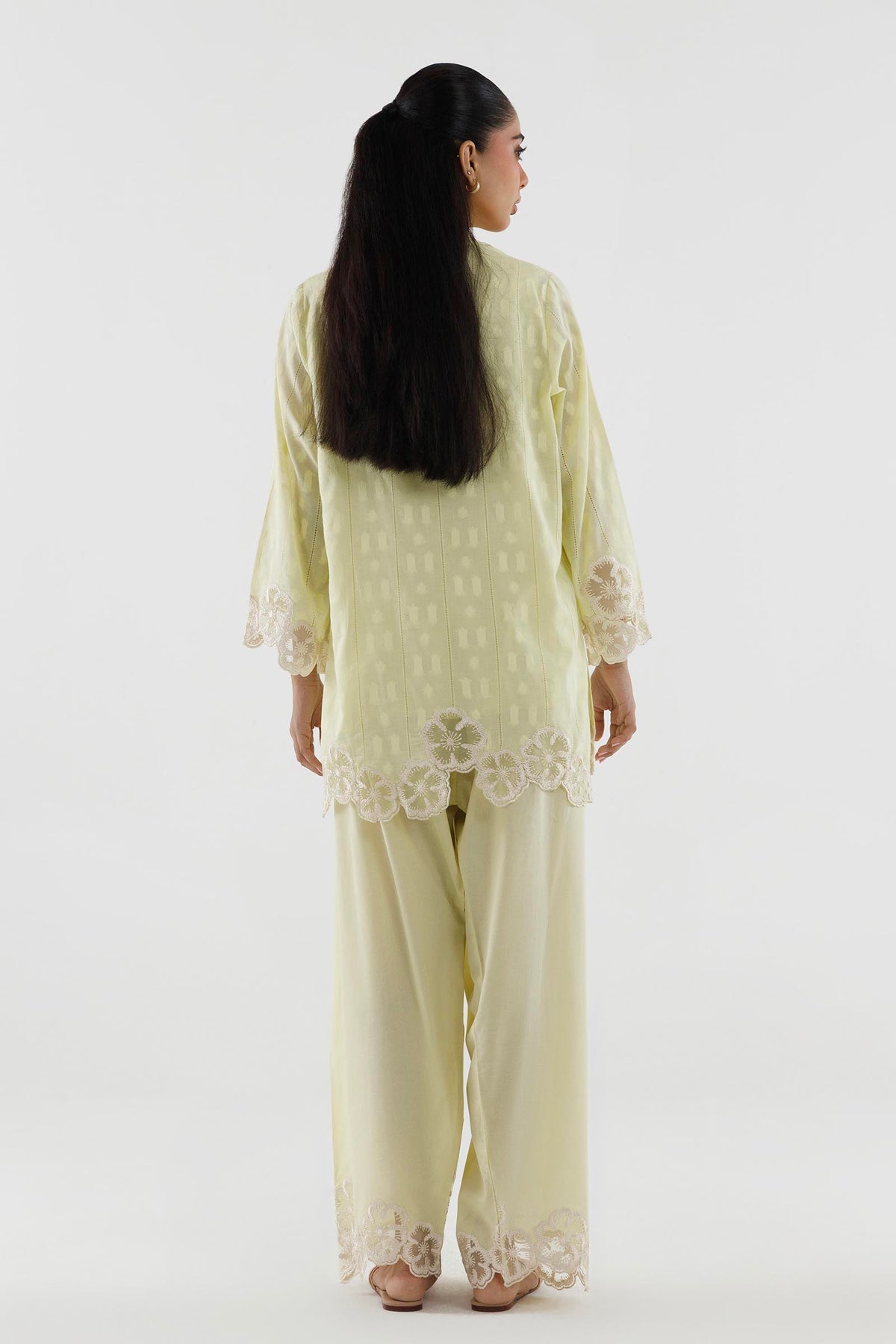 Stitched Embroidered Leno Kara Shirt+ Shalwar