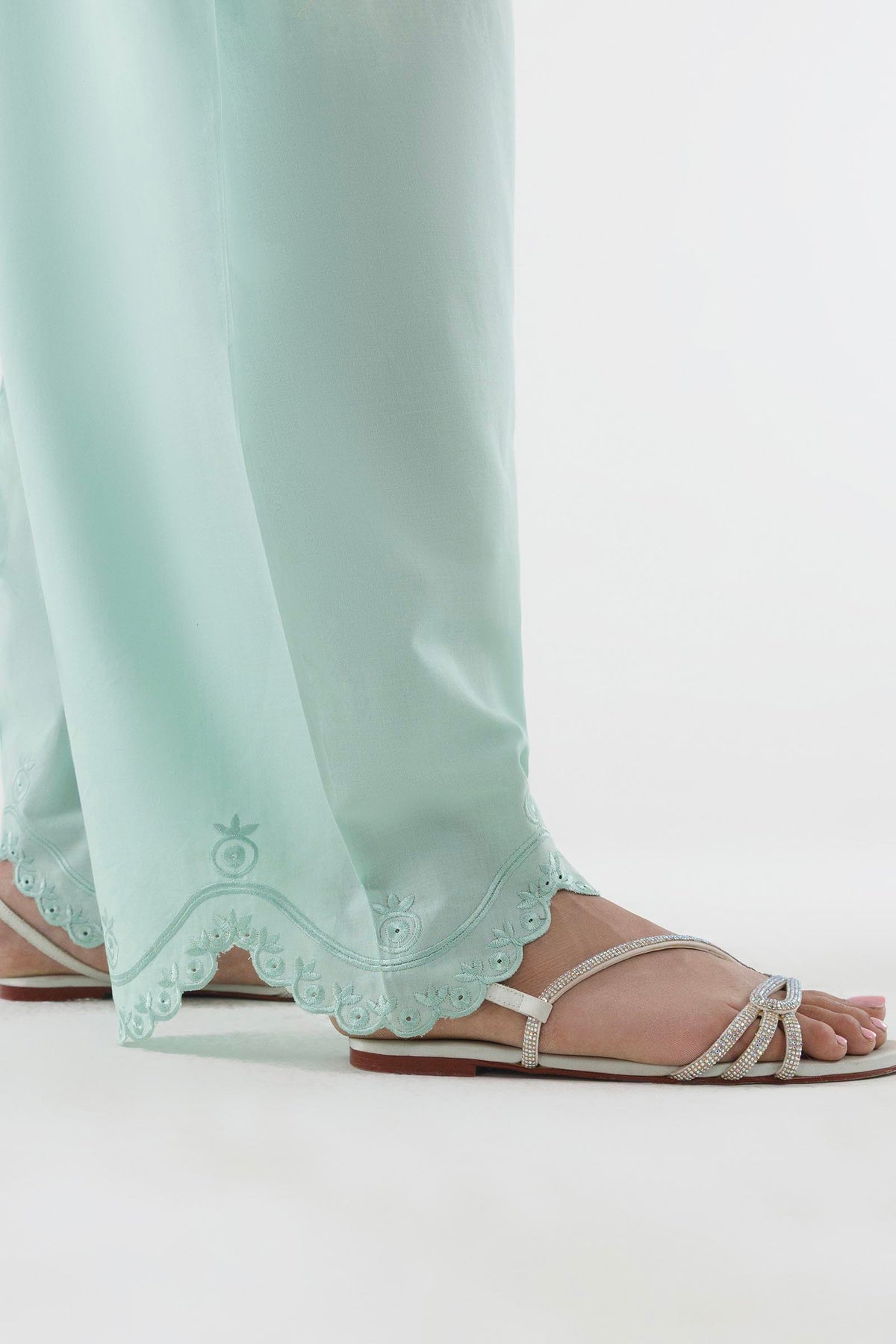 Stitched Embroidered Leno Kara Shirt+ Shalwar