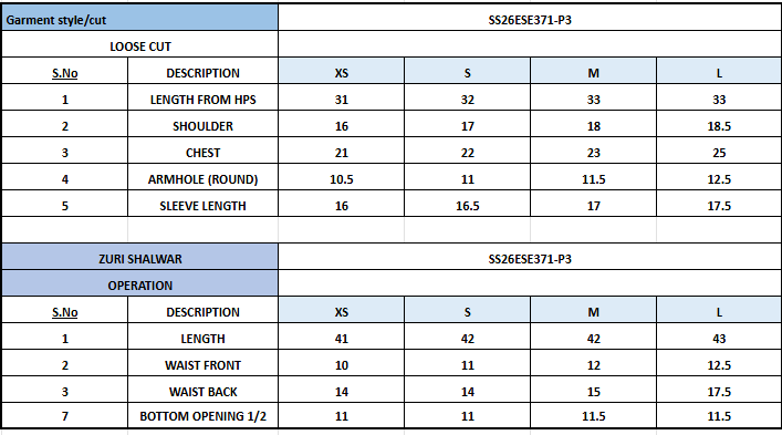 Size Chart