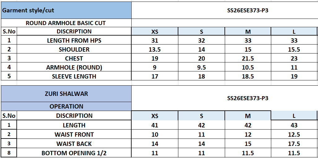 Size Chart