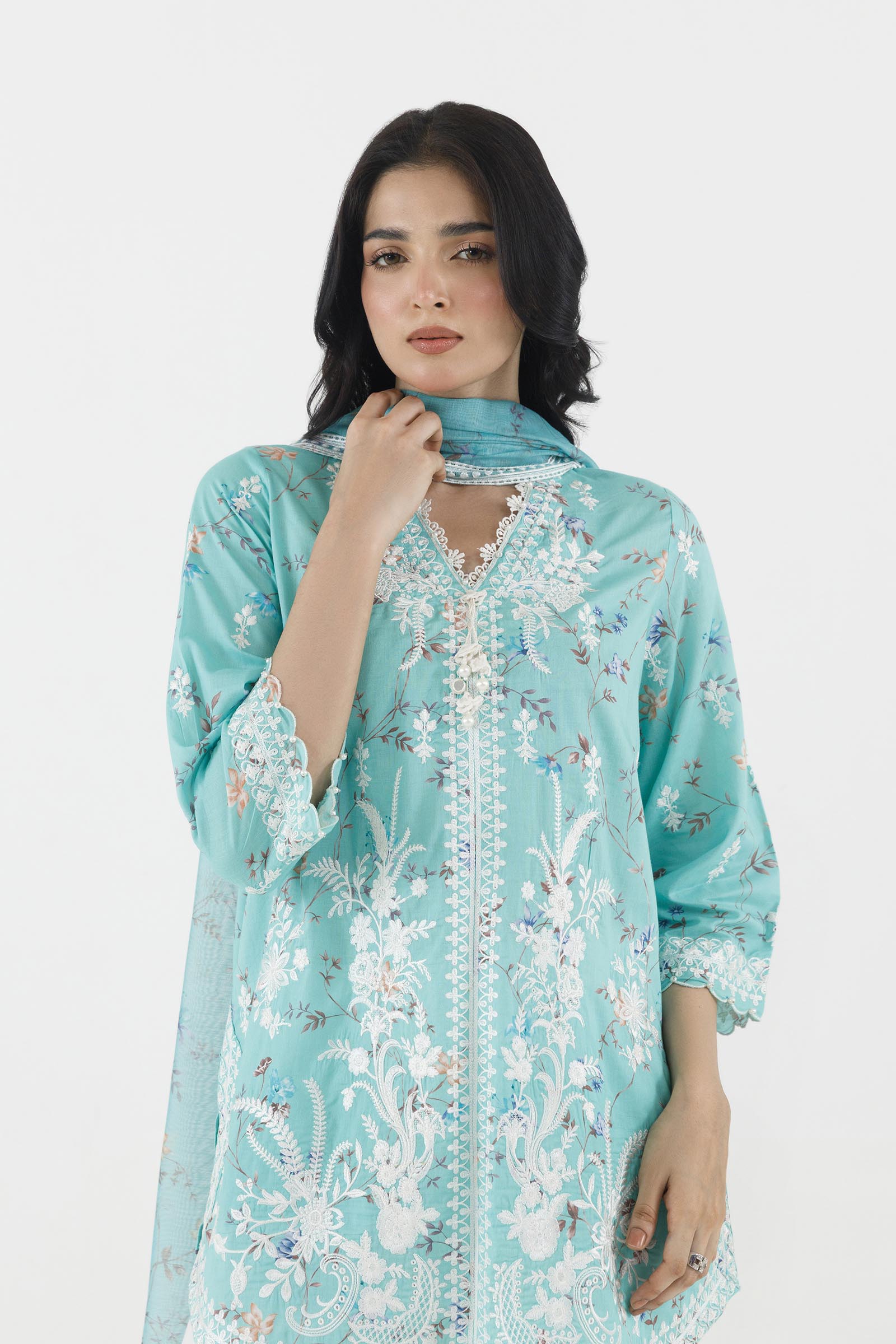 Stitched Embroidered Lawn Suit