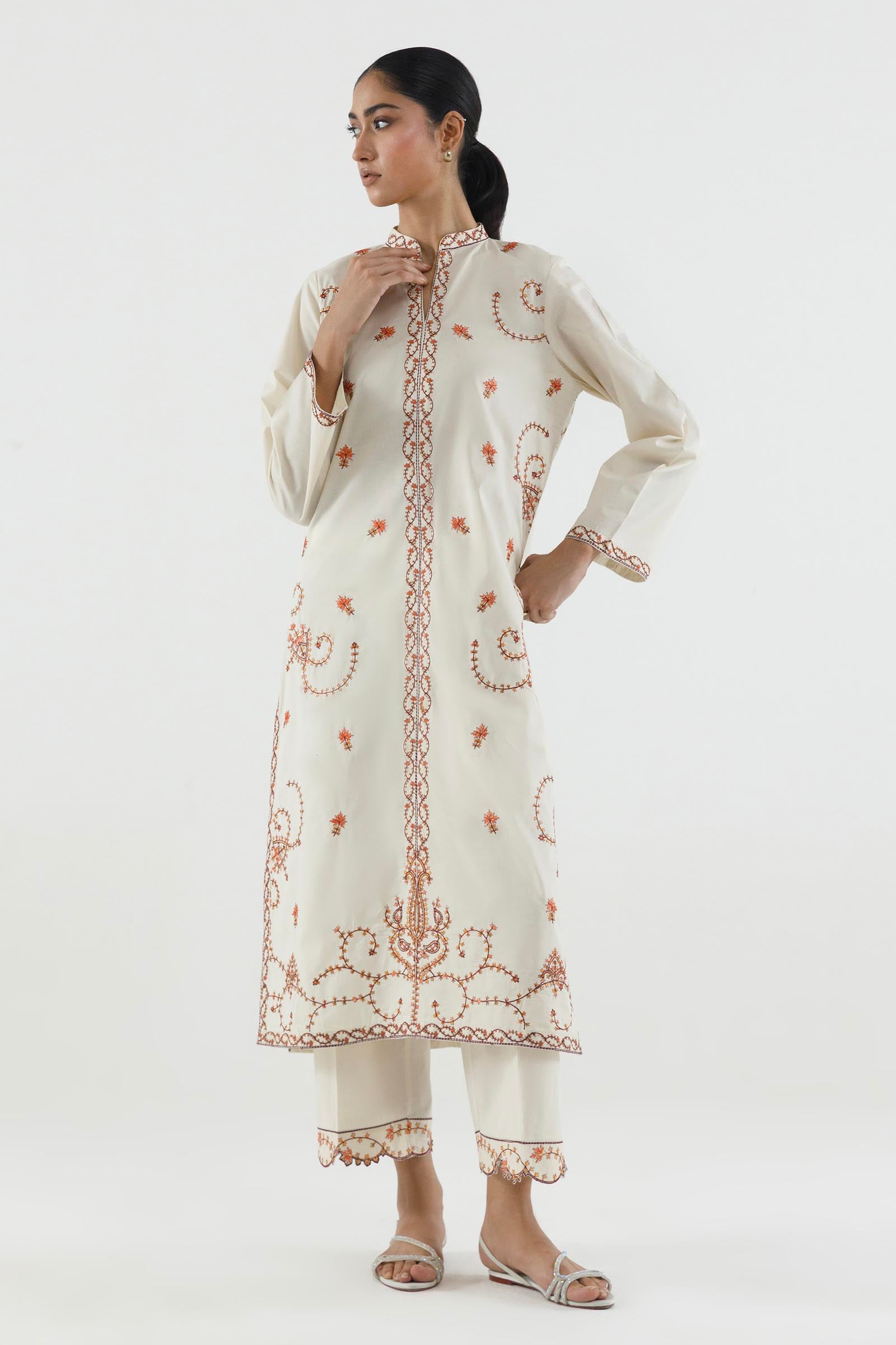 Stitched Embroidered Lawn Shirt+ Culotte