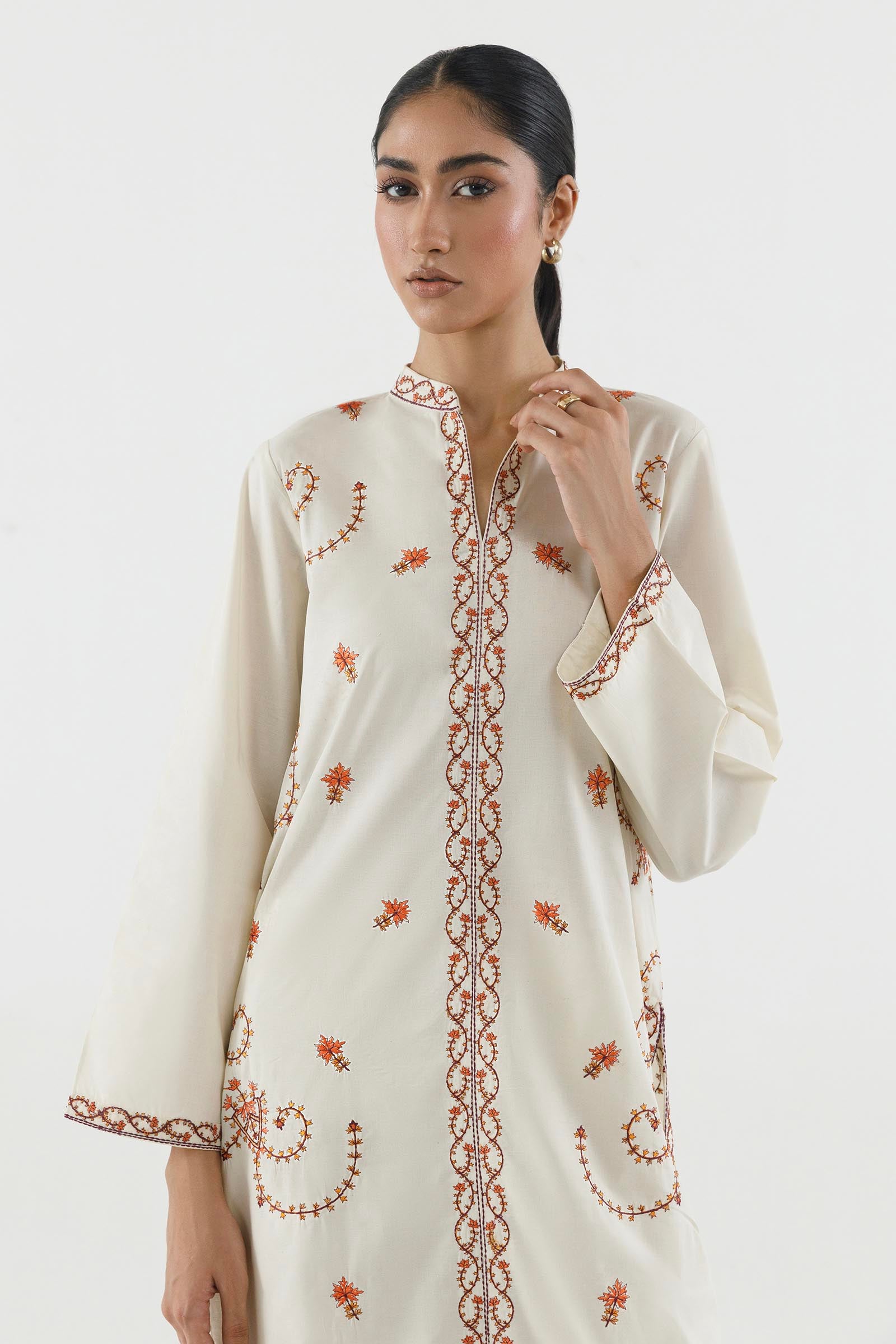 Stitched Embroidered Lawn Shirt+ Culotte