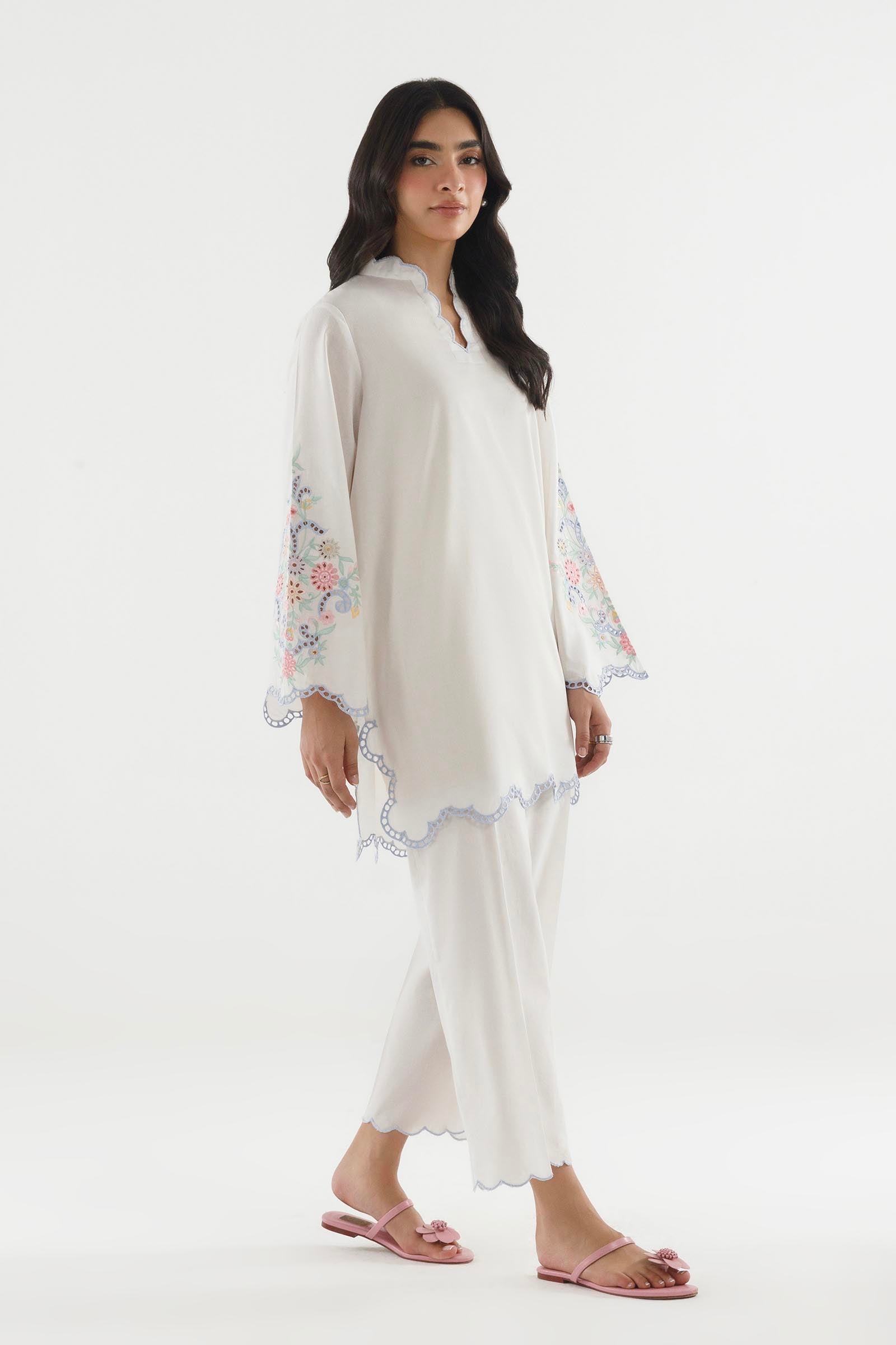 Stitched Embroidered Lawn Shirt+ Culotte