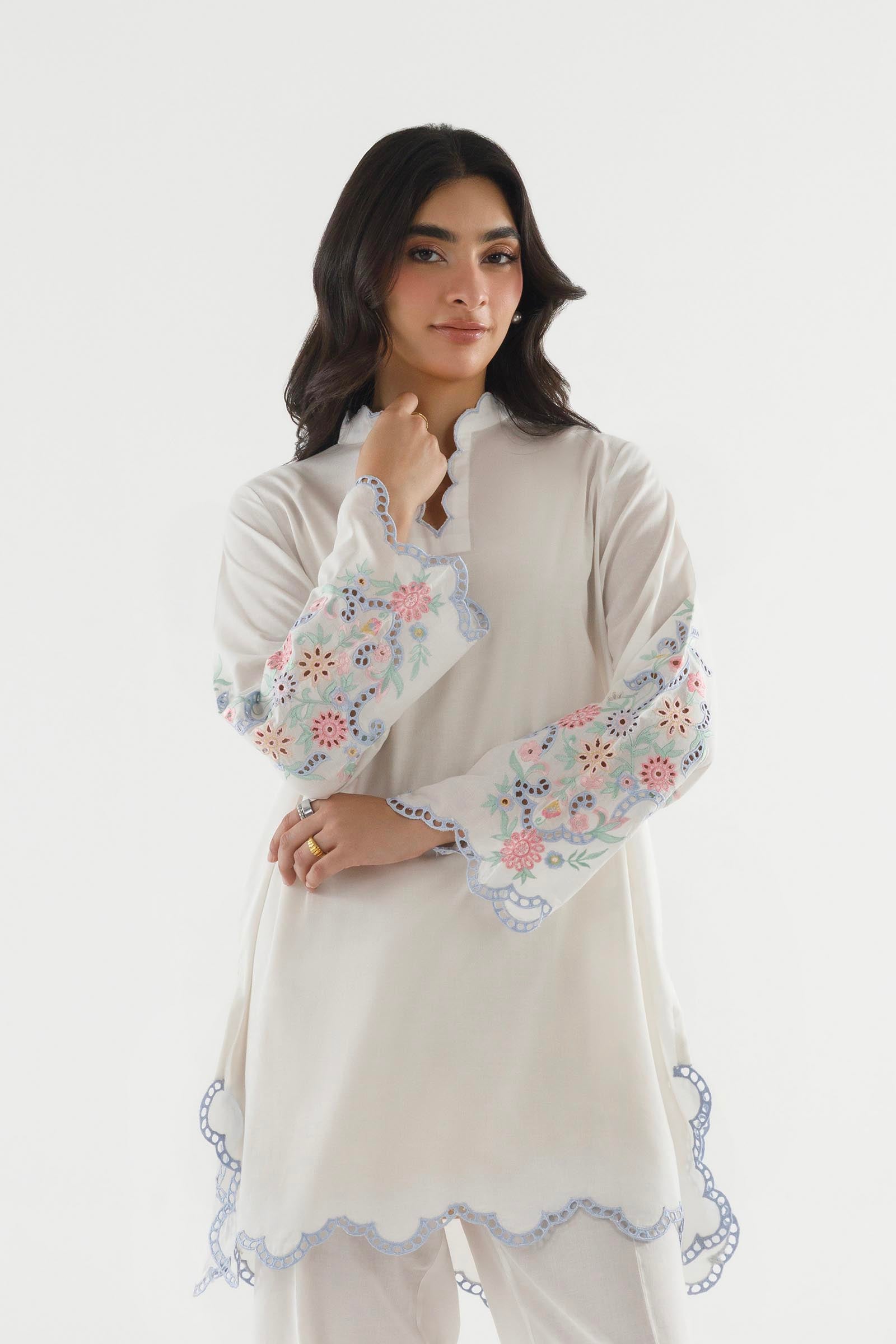 Stitched Embroidered Lawn Shirt+ Culotte Secondary image