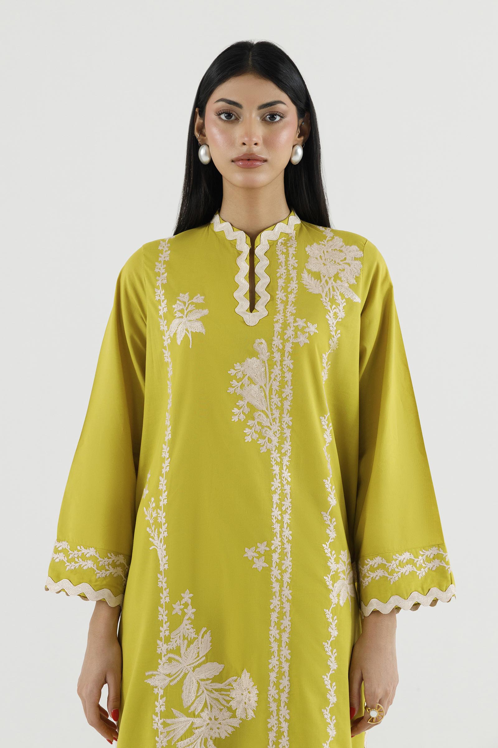 Stitched Embroidered Lawn Shirt+ Culotte Secondary image