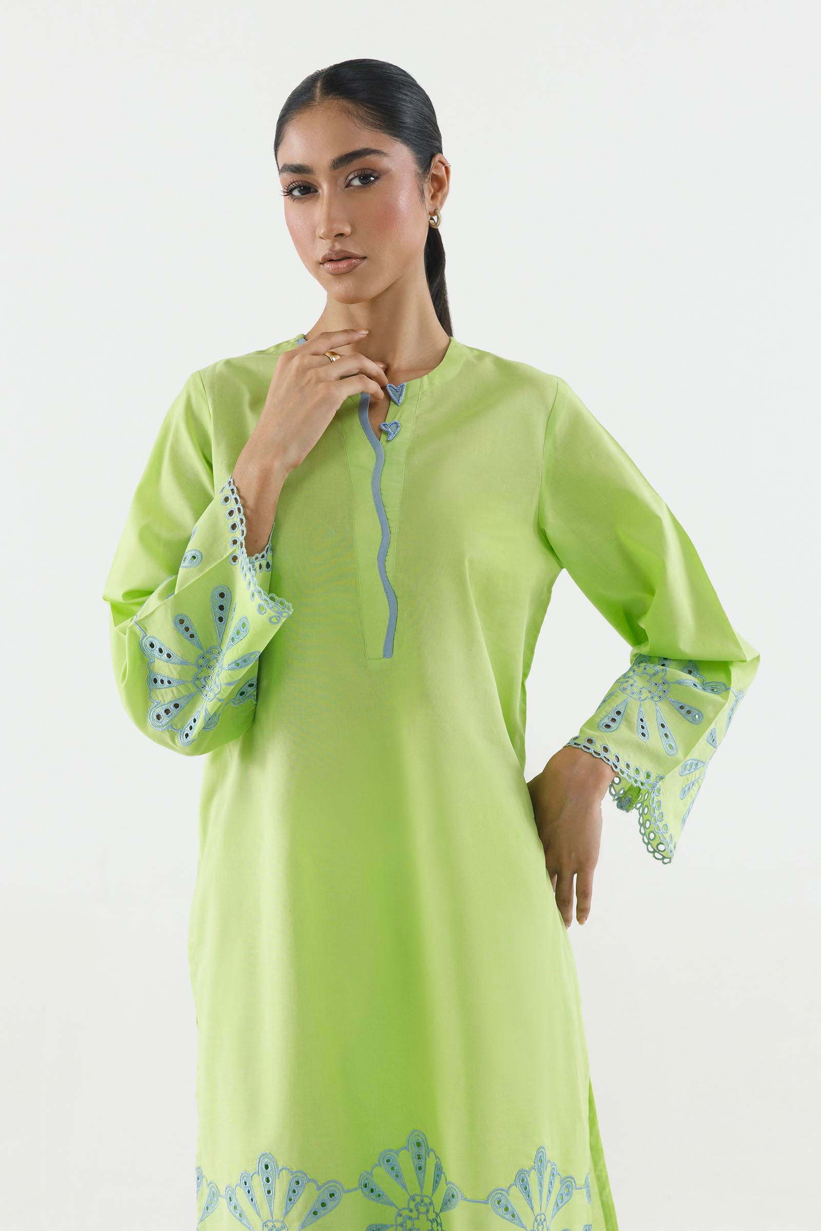 Stitched Embroidered Lawn Shirt+ Culotte Secondary image