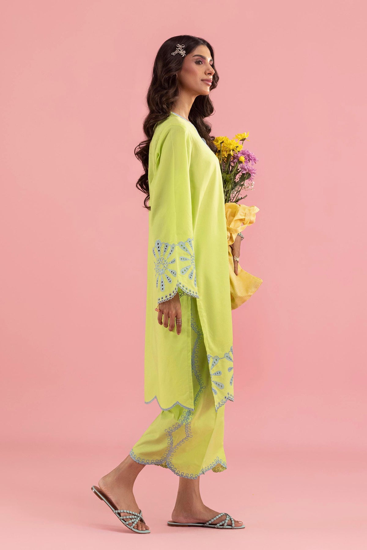 Stitched Embroidered Lawn Shirt+ Culotte