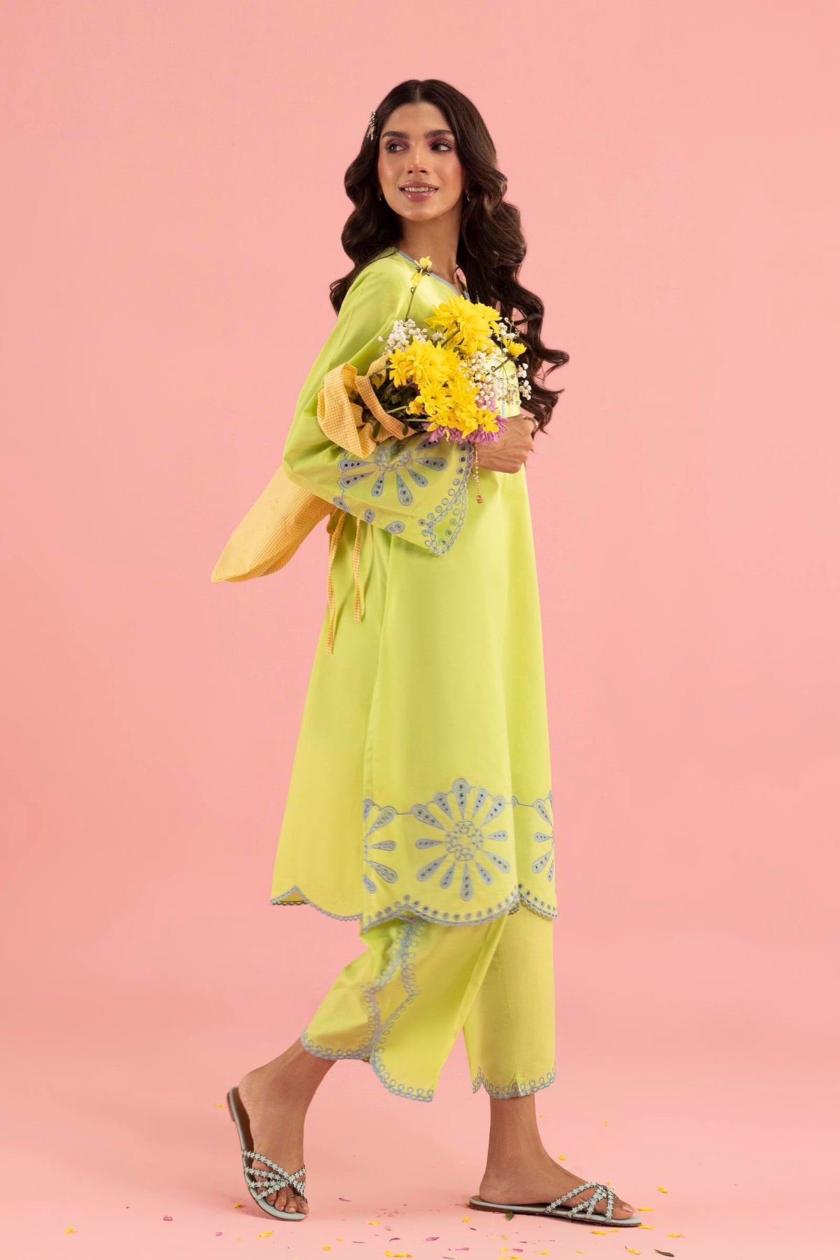 Stitched Embroidered Lawn Shirt+ Culotte