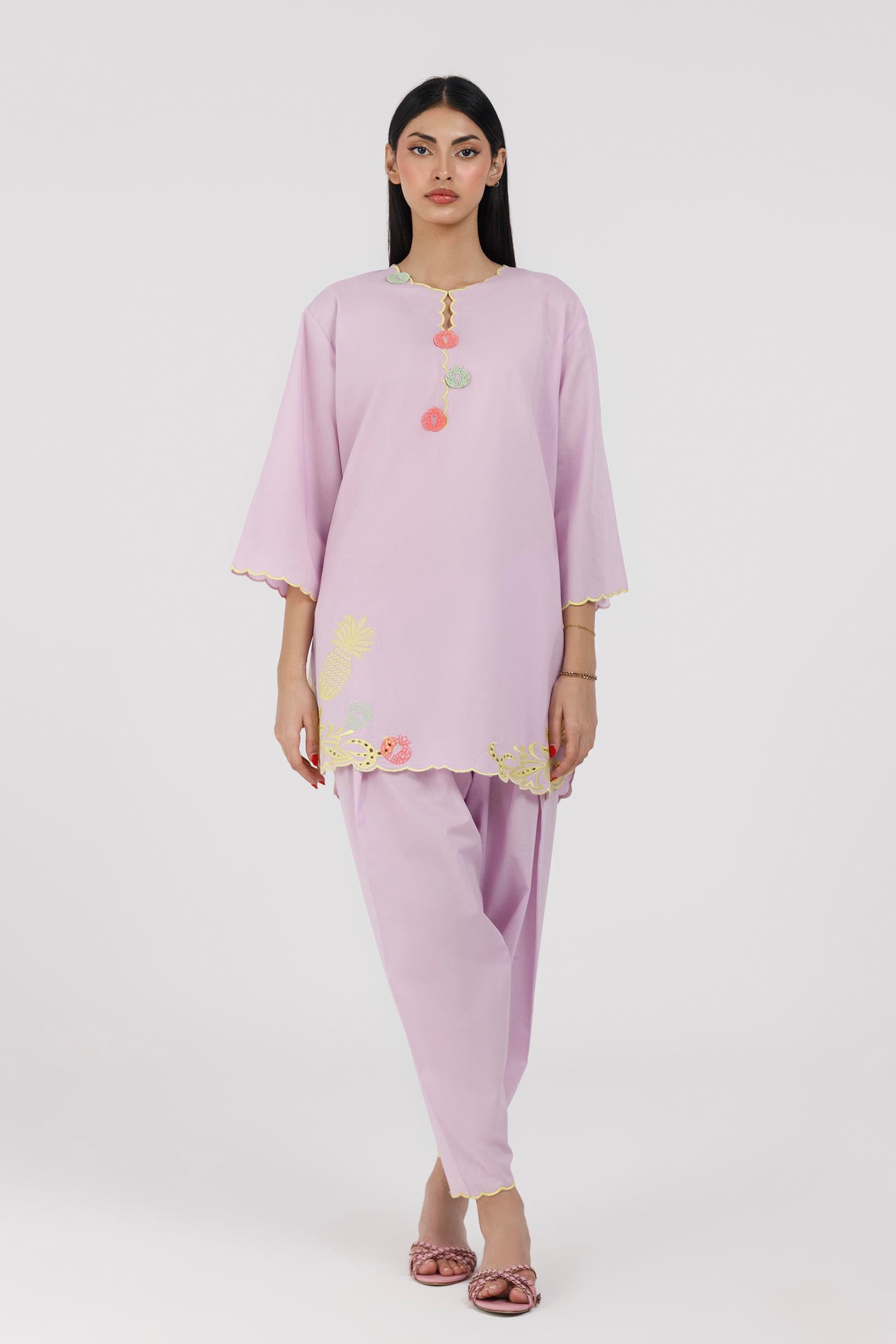 Stitched Embroidered Lawn Shirt+ Shawar Main image
