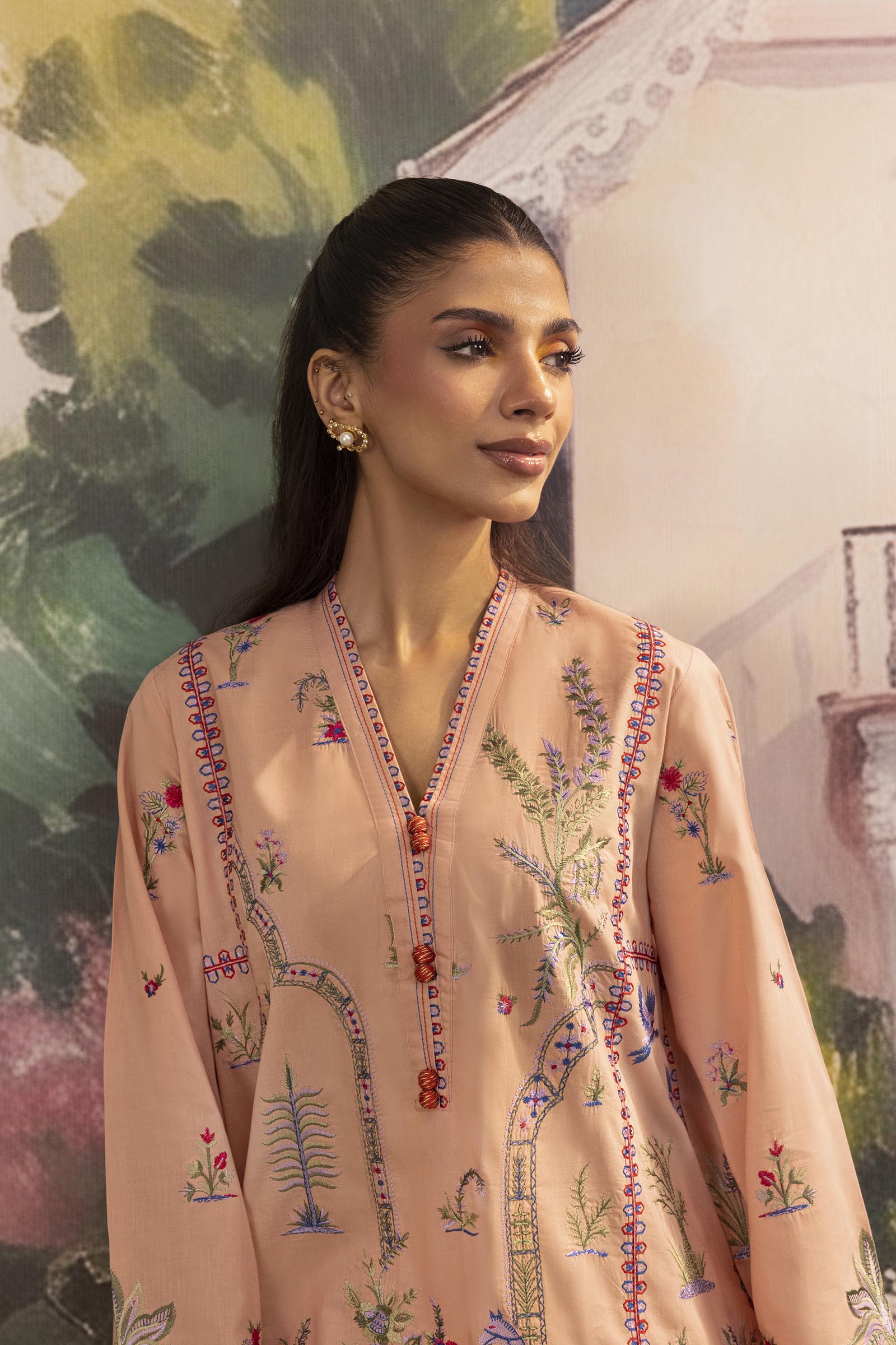 Stitched Embroidered Lawn Shirt+ Shalwar Secondary image