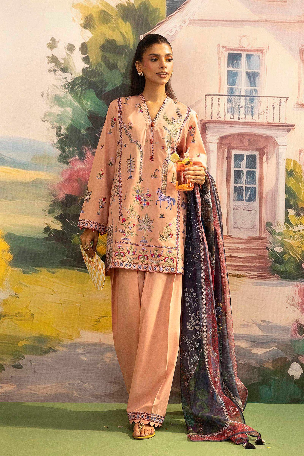 Stitched Embroidered Lawn Shirt+ Shalwar