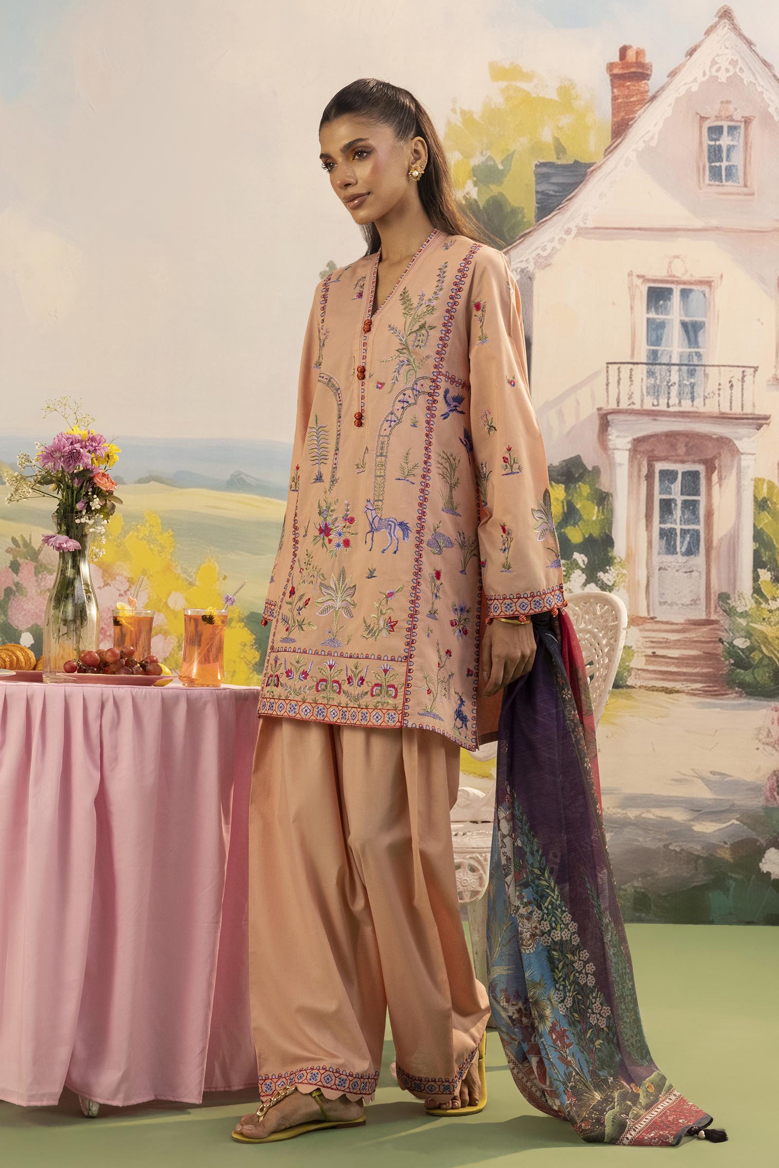 Stitched Embroidered Lawn Shirt+ Shalwar