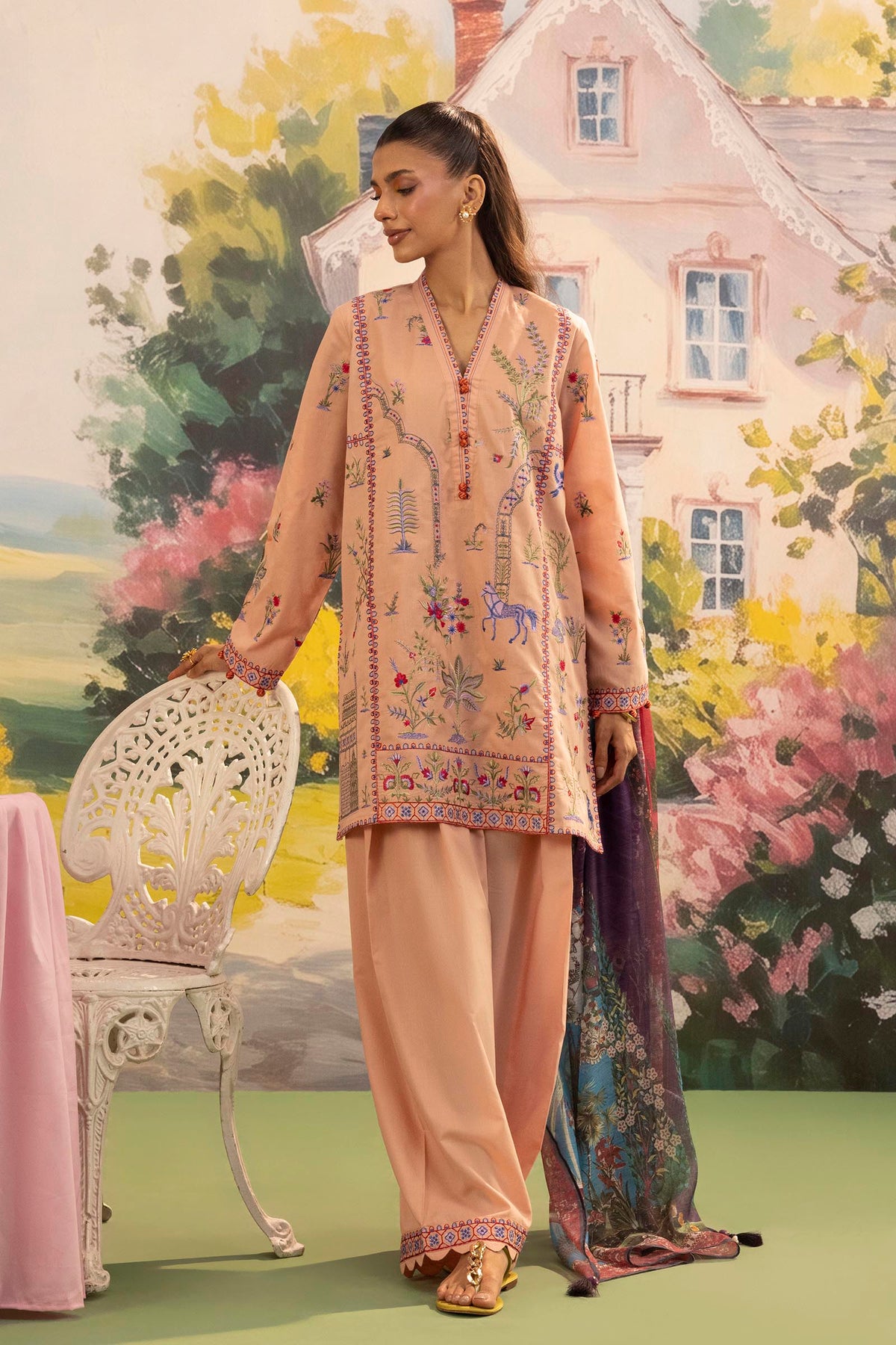 Stitched Embroidered Lawn Shirt+ Shalwar