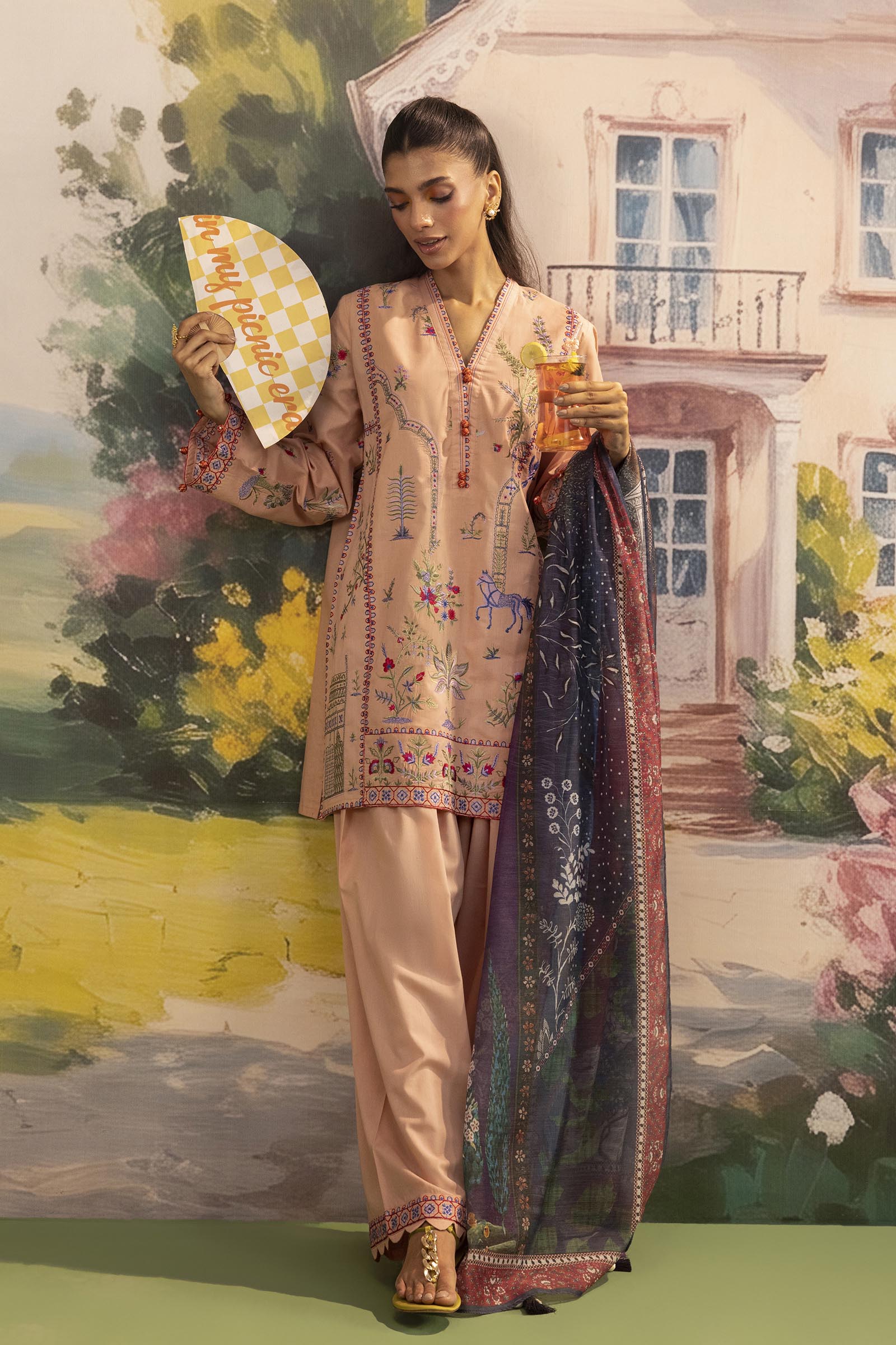 Stitched Embroidered Lawn Shirt+ Shalwar
