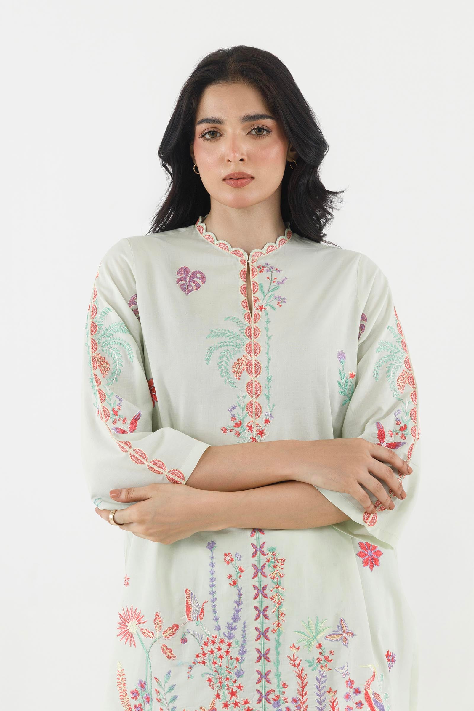 Stitched Embroidered Lawn Shirt+ Shalwar Secondary image