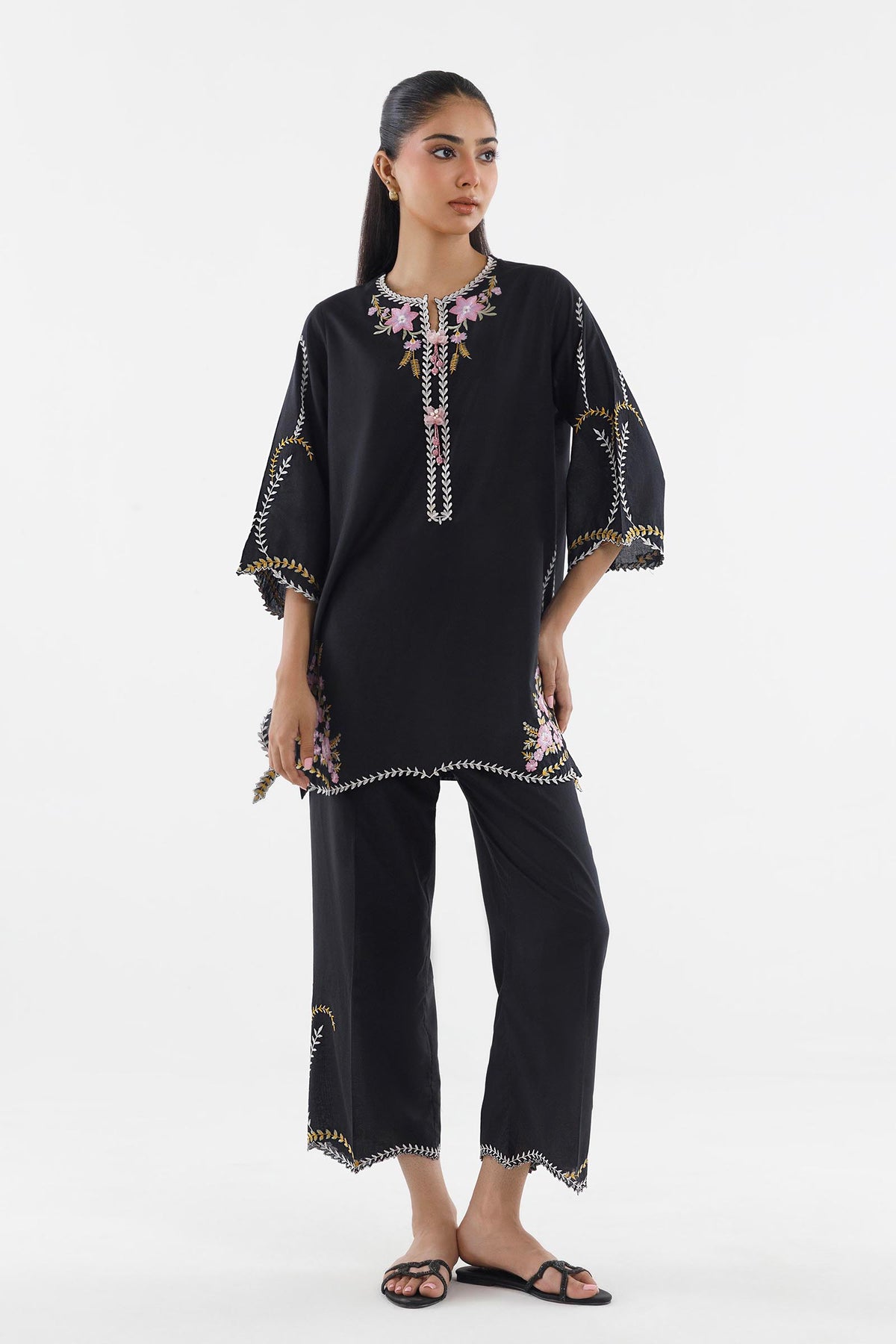 Stitched Embroidered Lawn Shirt+ Culotte