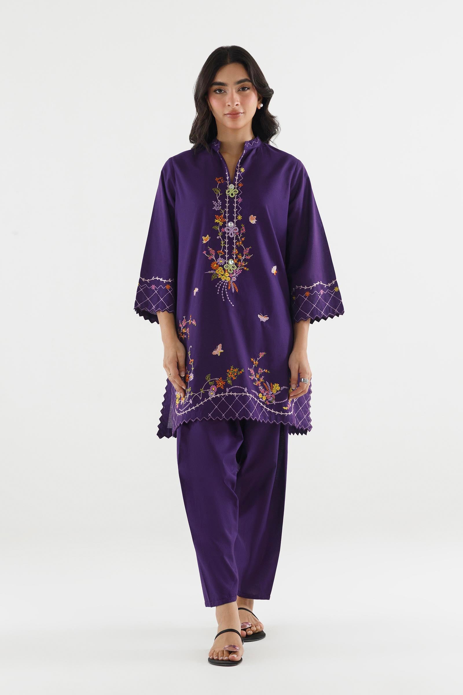 Stitched Embroidered Lawn Shirt+ Shalwar