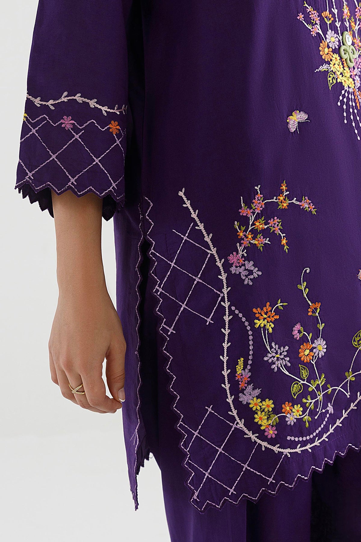 Stitched Embroidered Lawn Shirt+ Shalwar