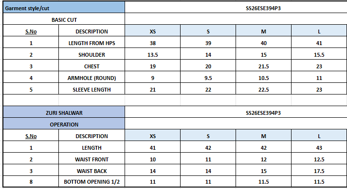 Size Chart