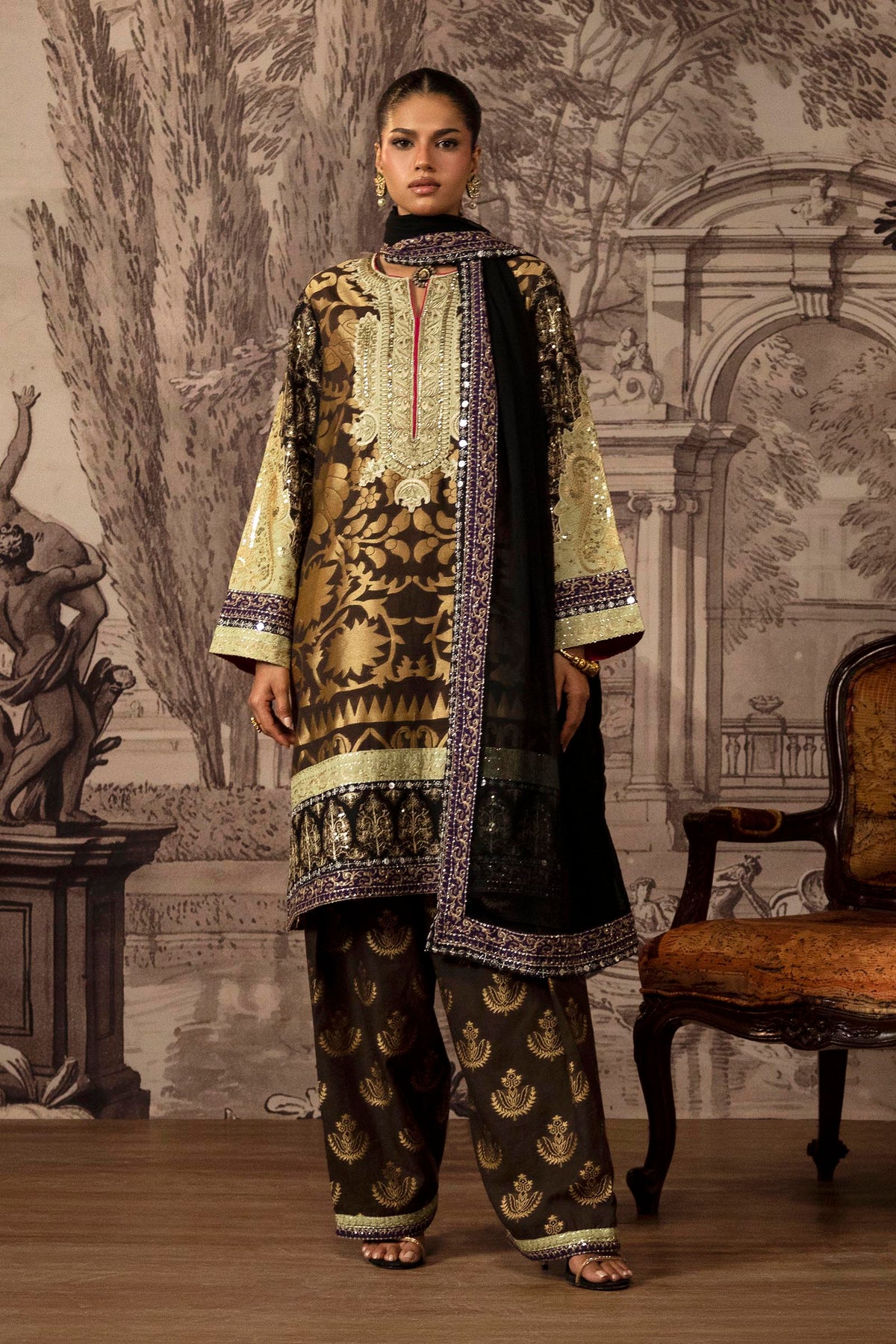 Stitched Embroidered Jacquard Suit Main image