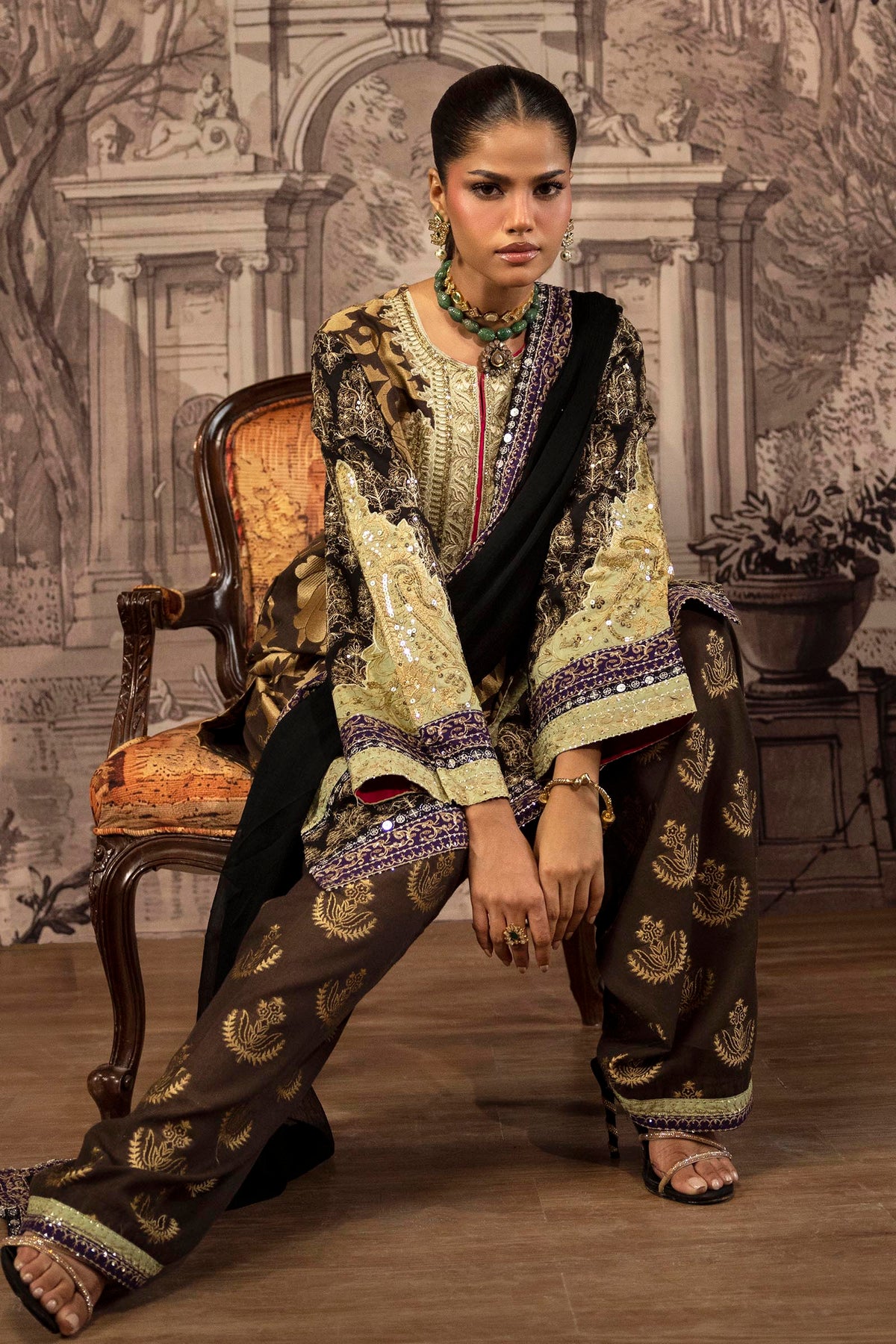 Stitched Embroidered Jacquard Suit