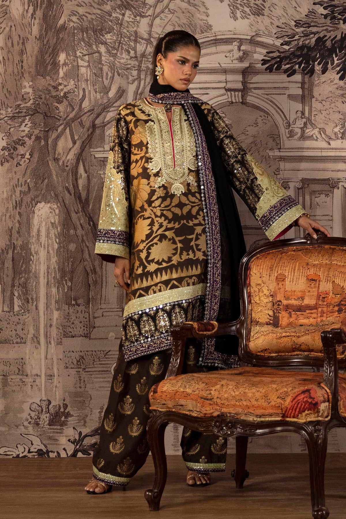 Stitched Embroidered Jacquard Suit