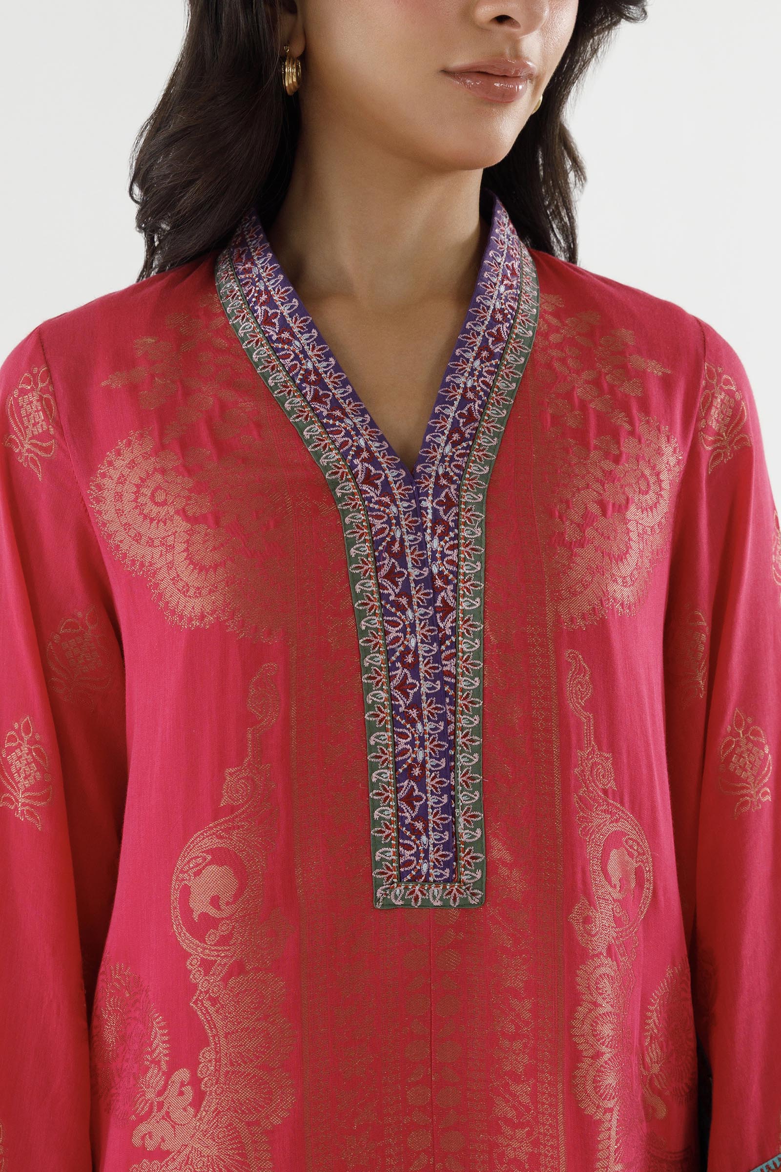 Stitched Embroidered Jacquard Suit Secondary image