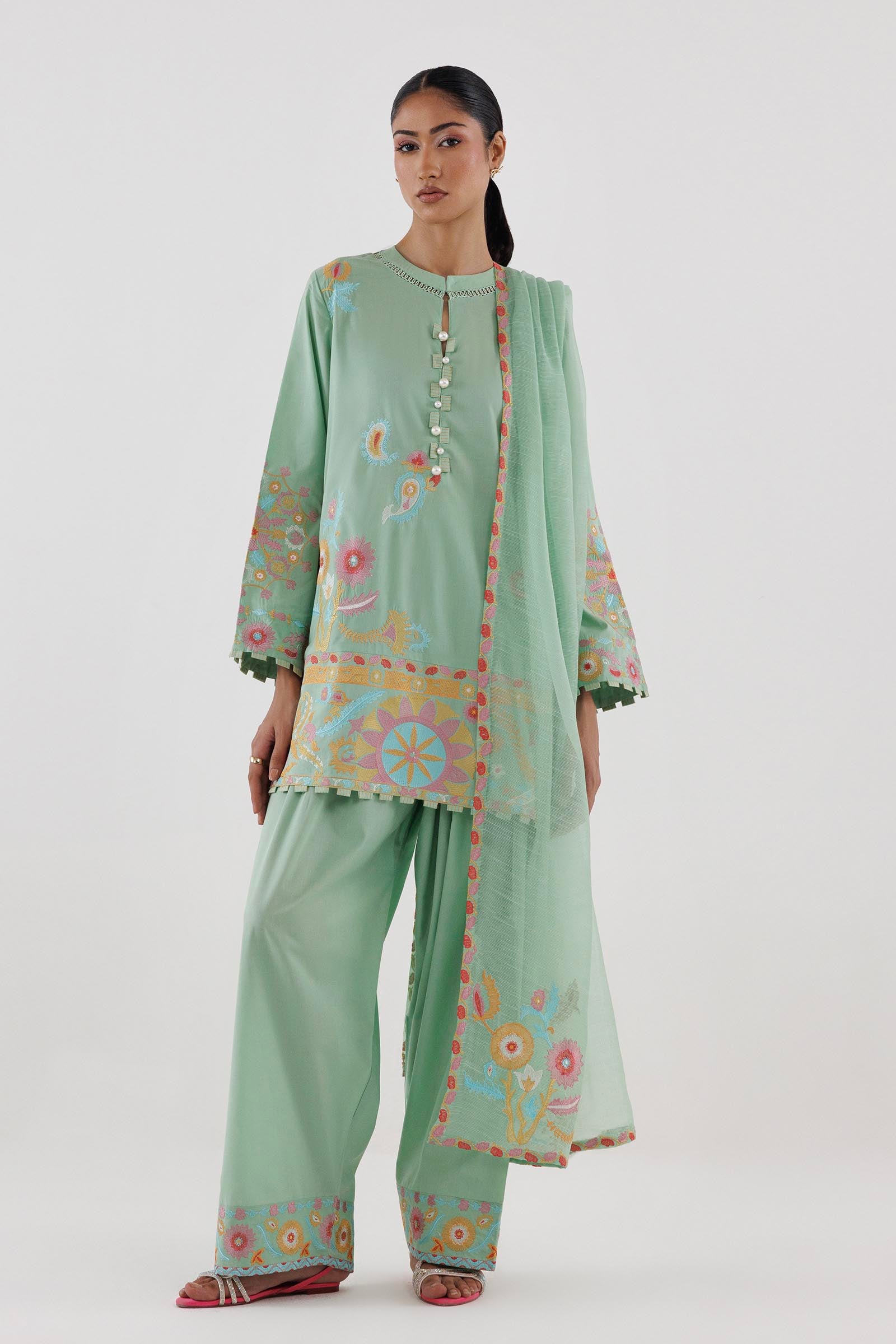 Stitched Embroidered Lawn Suit