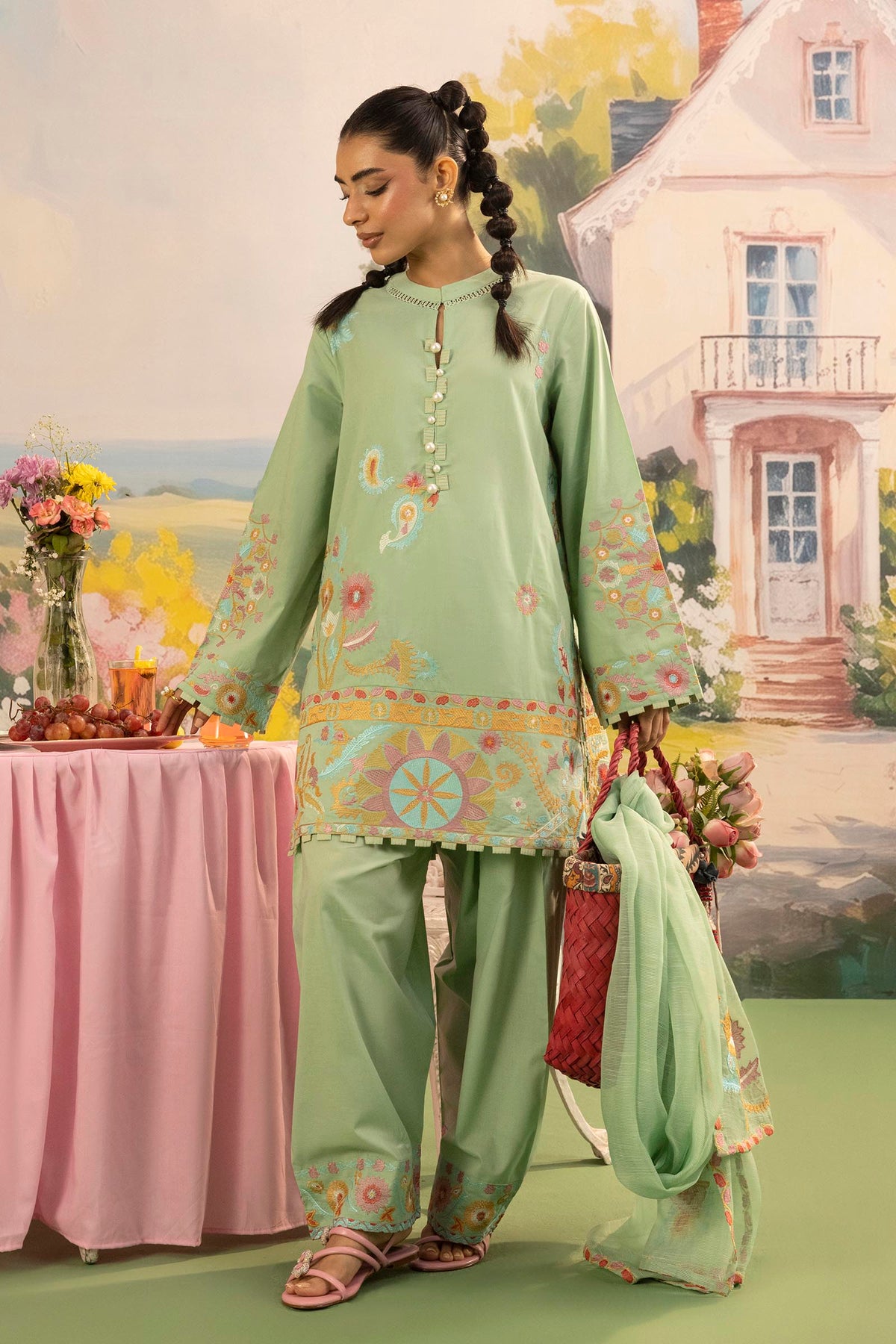 Stitched Embroidered Lawn Suit
