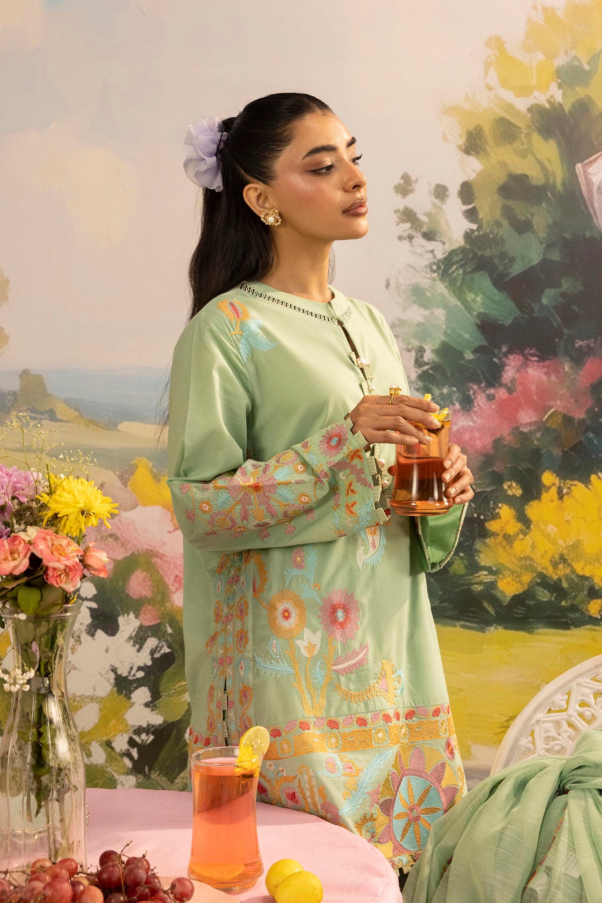 Stitched Embroidered Lawn Suit