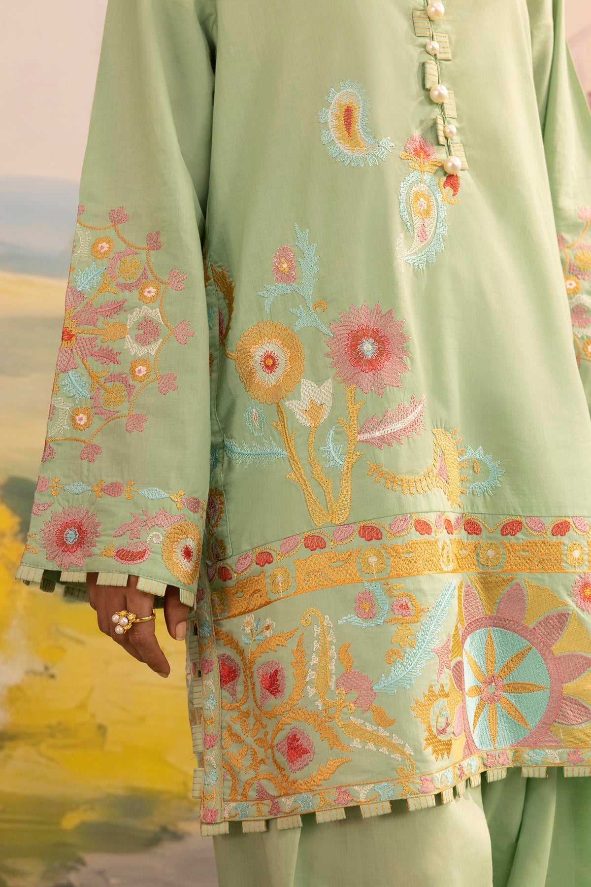 Stitched Embroidered Lawn Suit