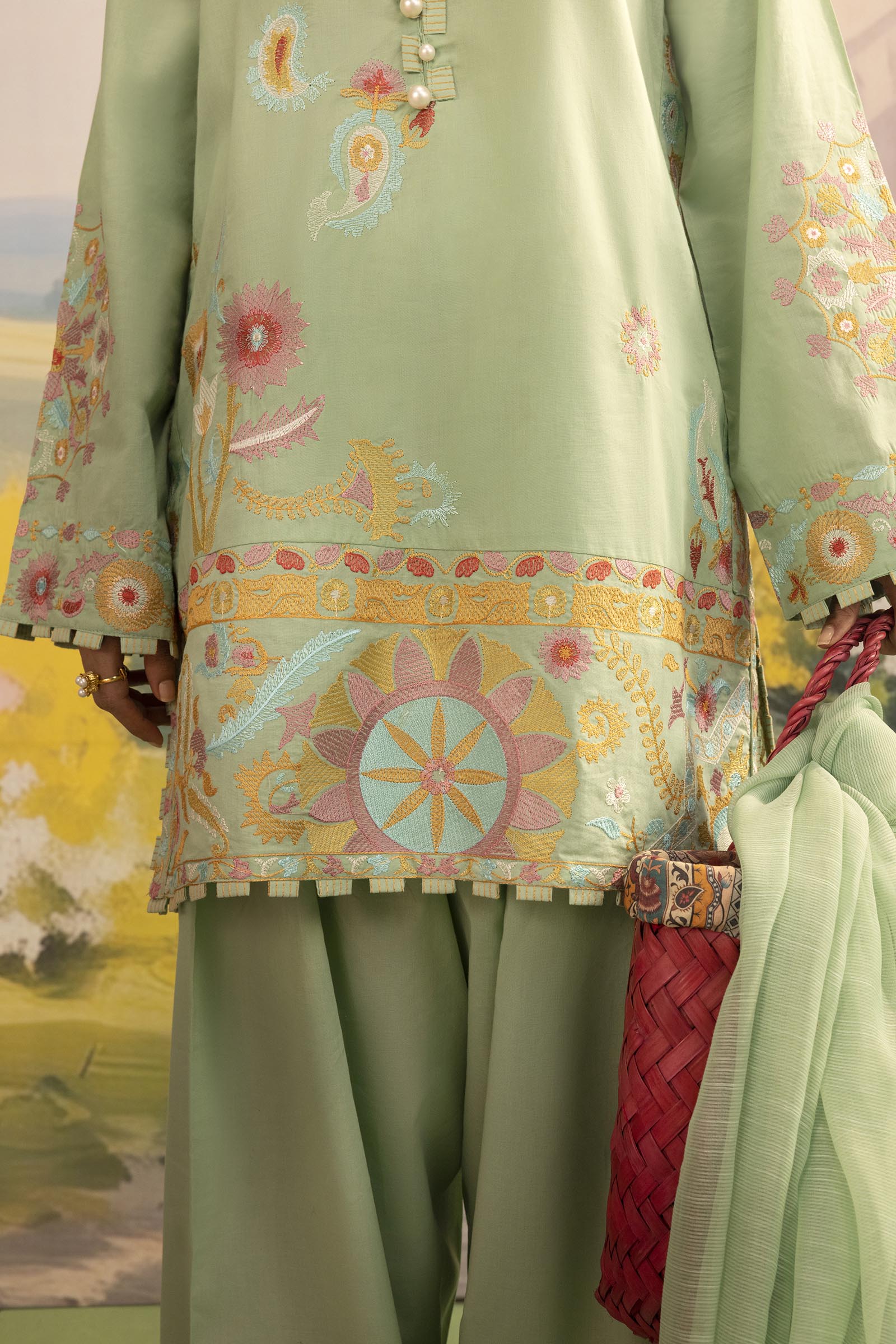 Stitched Embroidered Lawn Suit