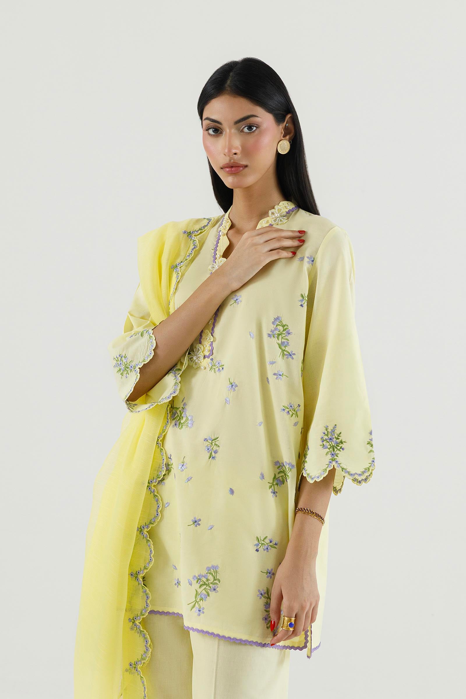 Stitched Embroidered Lawn Suit Secondary image