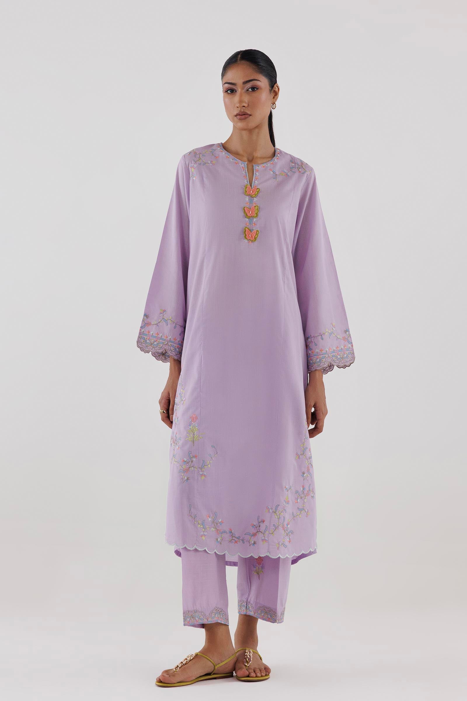Stitched Embroidered Lawn Shirt+ Culotte